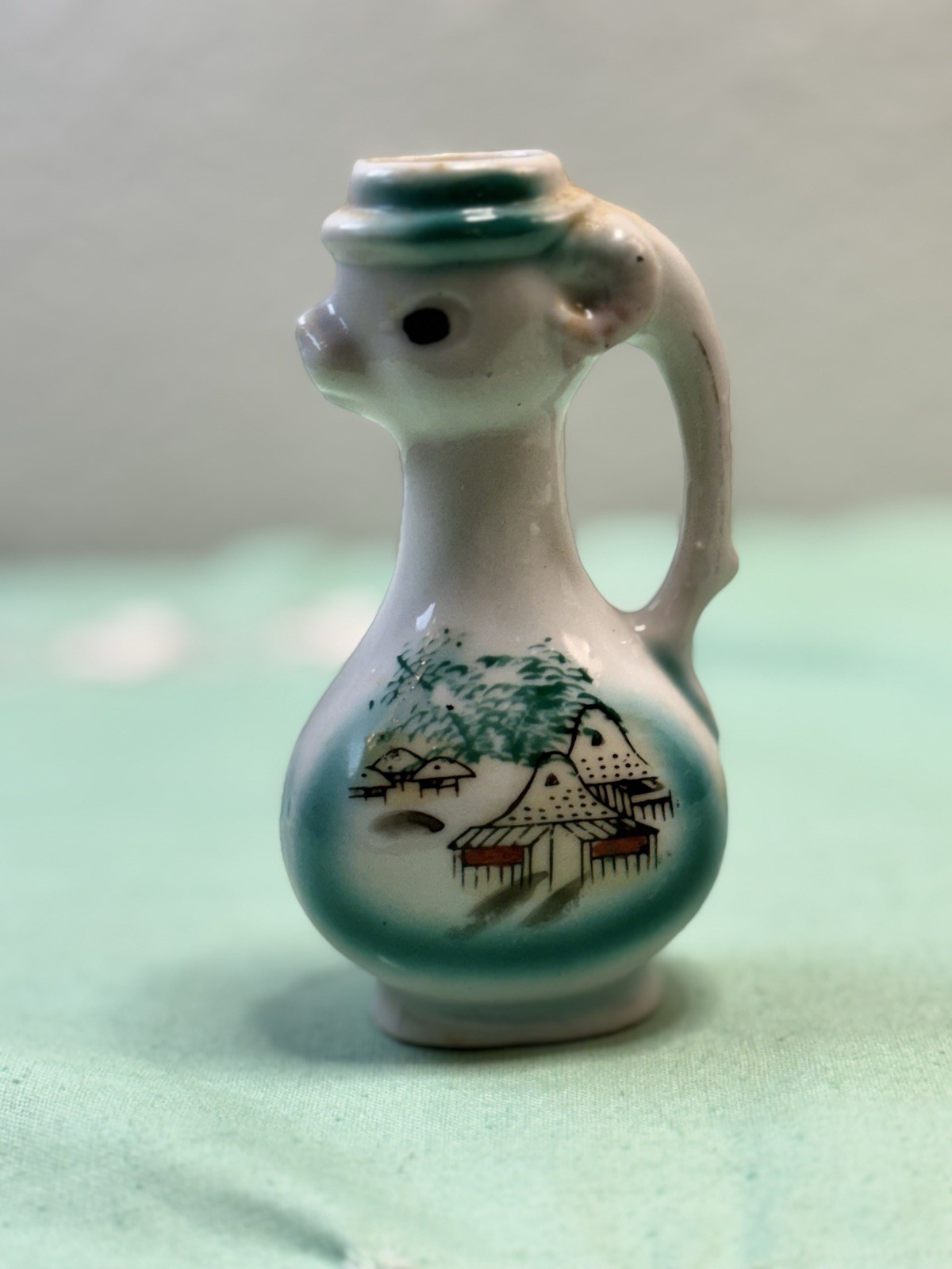 Miniature Japanese Vintage Pitcher Bud Vase W/Animal Head