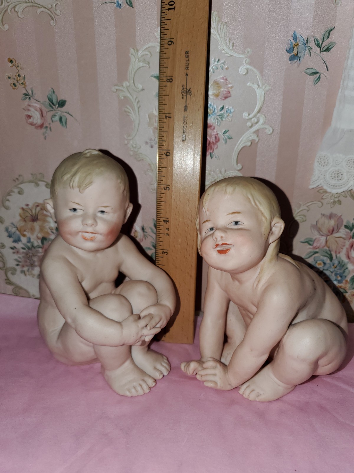 Pr 6″ Antique German Gebruder Heubach Naked Sitting Piano Baby Babies Dolls