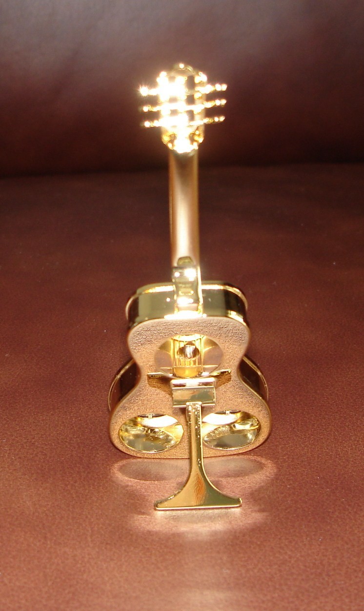GUITAR~ 24K GOLD PLATED FIGURINE ADORNED USING SWAROVSKI CRYSTAL ELEMENTS