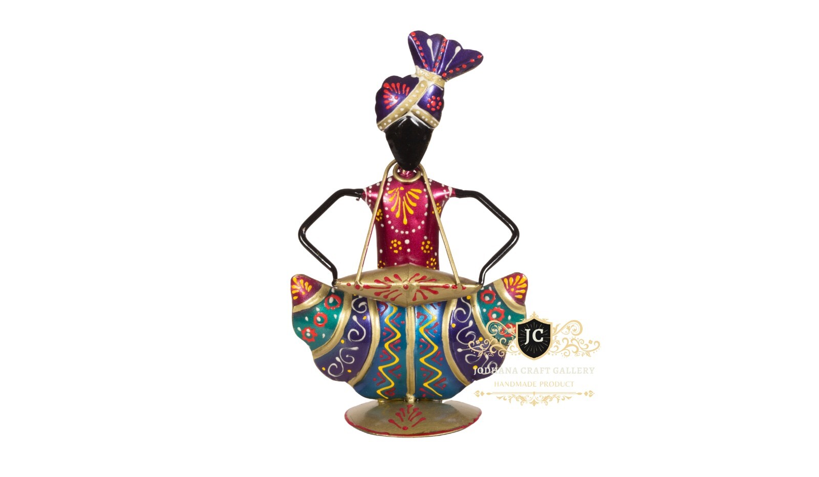 Handcrafted Rajasthani Musician Figurines – Set of 3 Decorative Metal Pieces