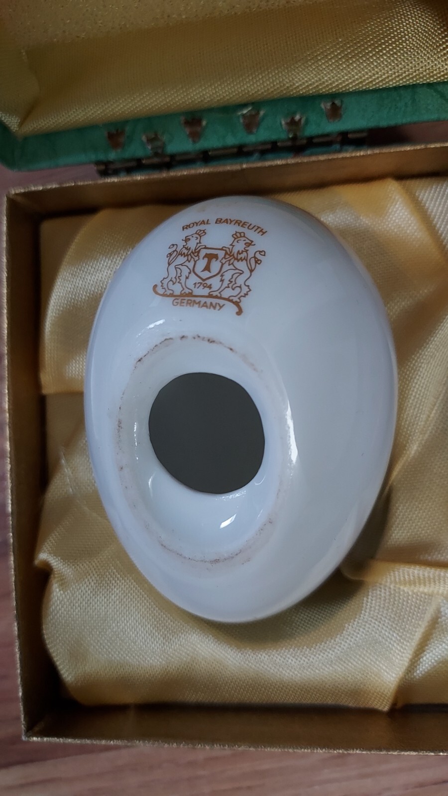 Royal Bayreuth Porcelain China Egg Easter 1976 Woman And Flowers Germany Vintage