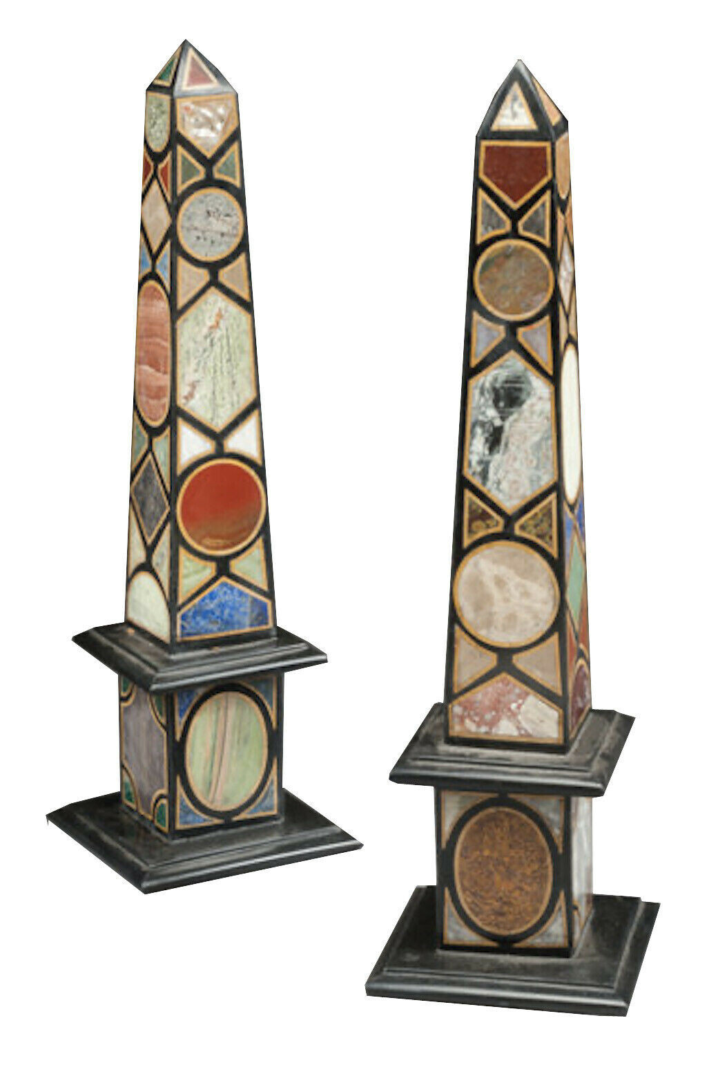 24″ two black Marble Obelisk lapis Inlay Art & collectibles home room decor