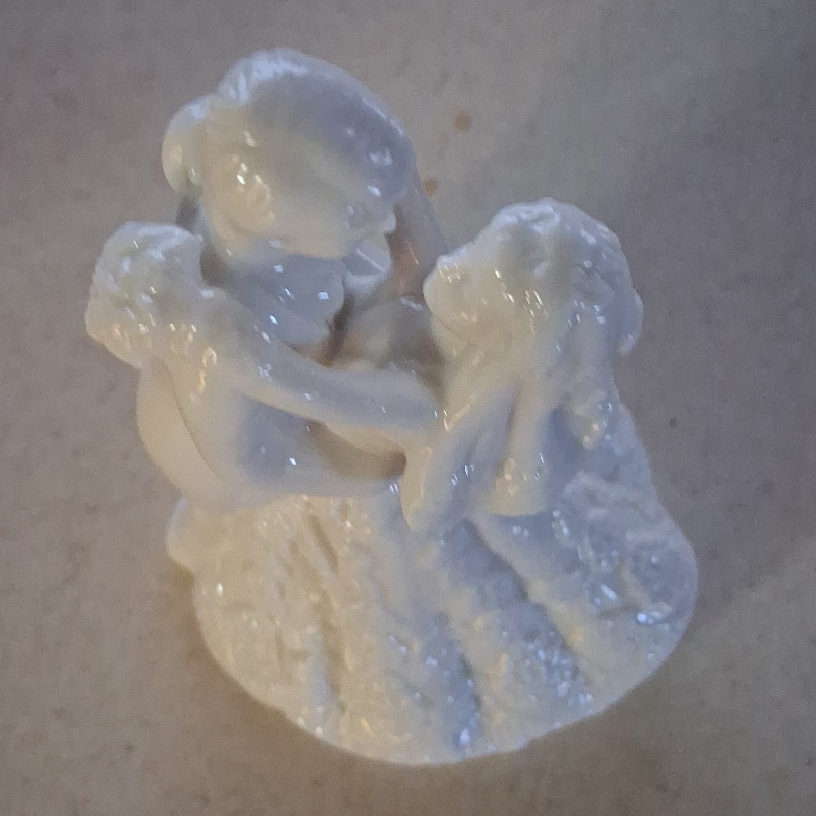 Bride and Groom Dancing Porcelain Figurine 5 1/2” All White Beautiful