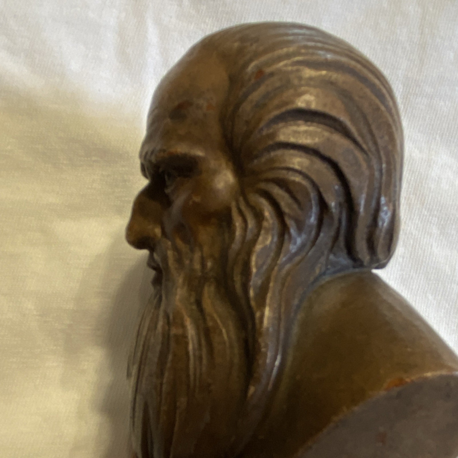Leonardo DaVinci Carved Wooden Bust TORIART (Italy) 1950s