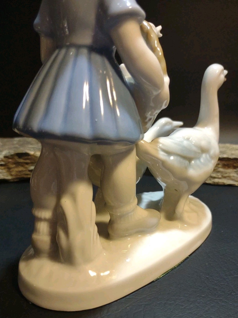 GErROLD PORZELLAN Bavaria West Germany Girl With Basket Geese Figurine 6 3/4″ T