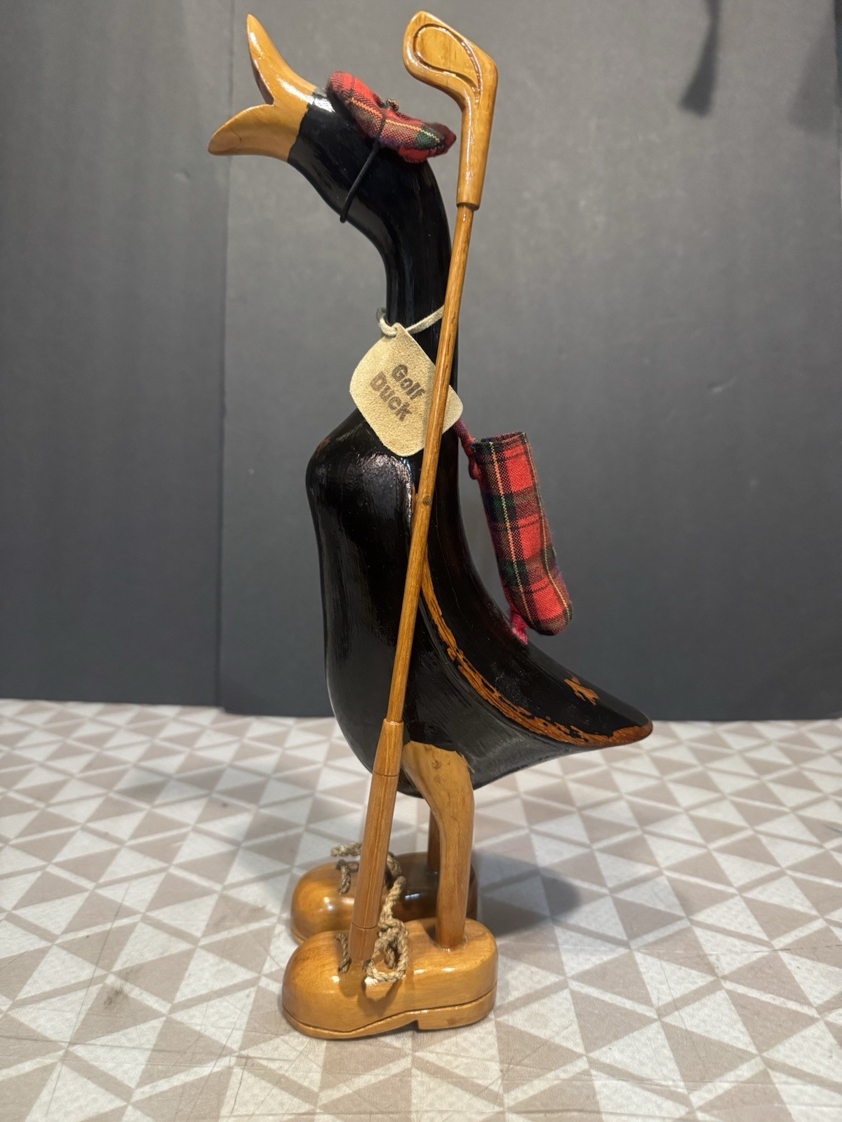 Golf Duck Wooden statue Name Kathy 15 inches tall