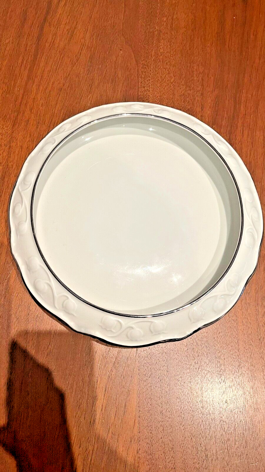 MINT Vintage Dresden White Porcelain w/Silver Trim 3 Bird Flower Frog With Bowl