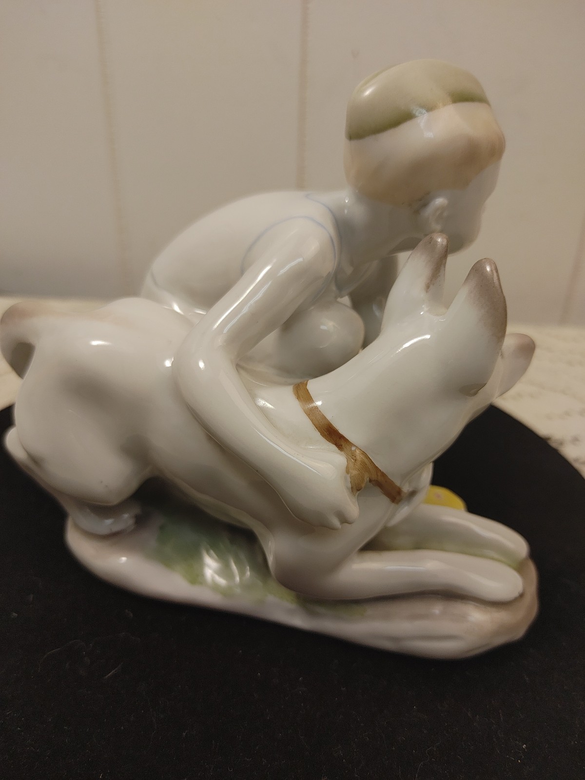 50’s Russian Soviet Porcelain Figurine Young Border Guard Boy Dog Leningrad LFZ