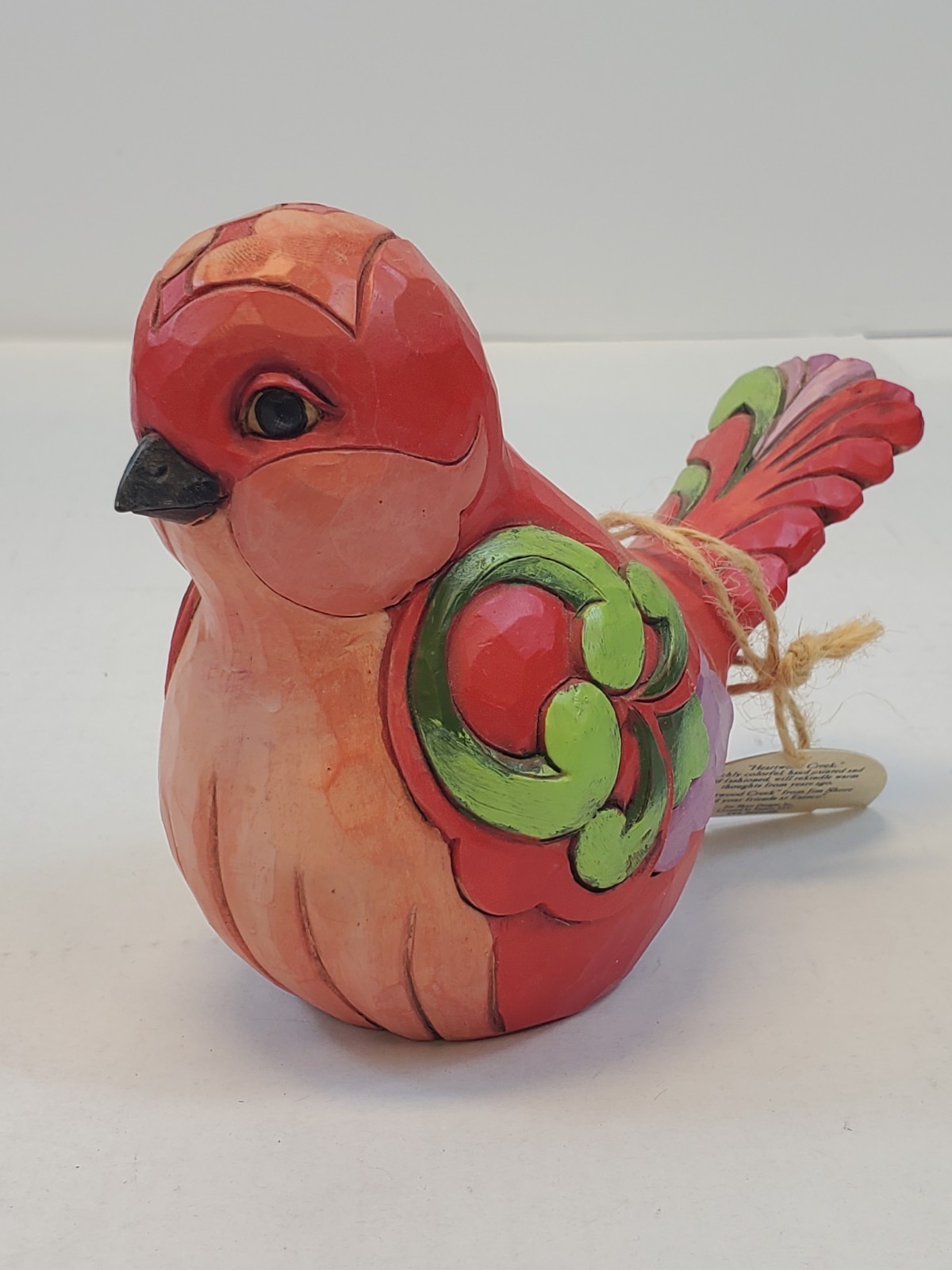 Jim Shore Heartwood Creek Red Floral Bird w Folk Art Swirls Figurine 4056963
