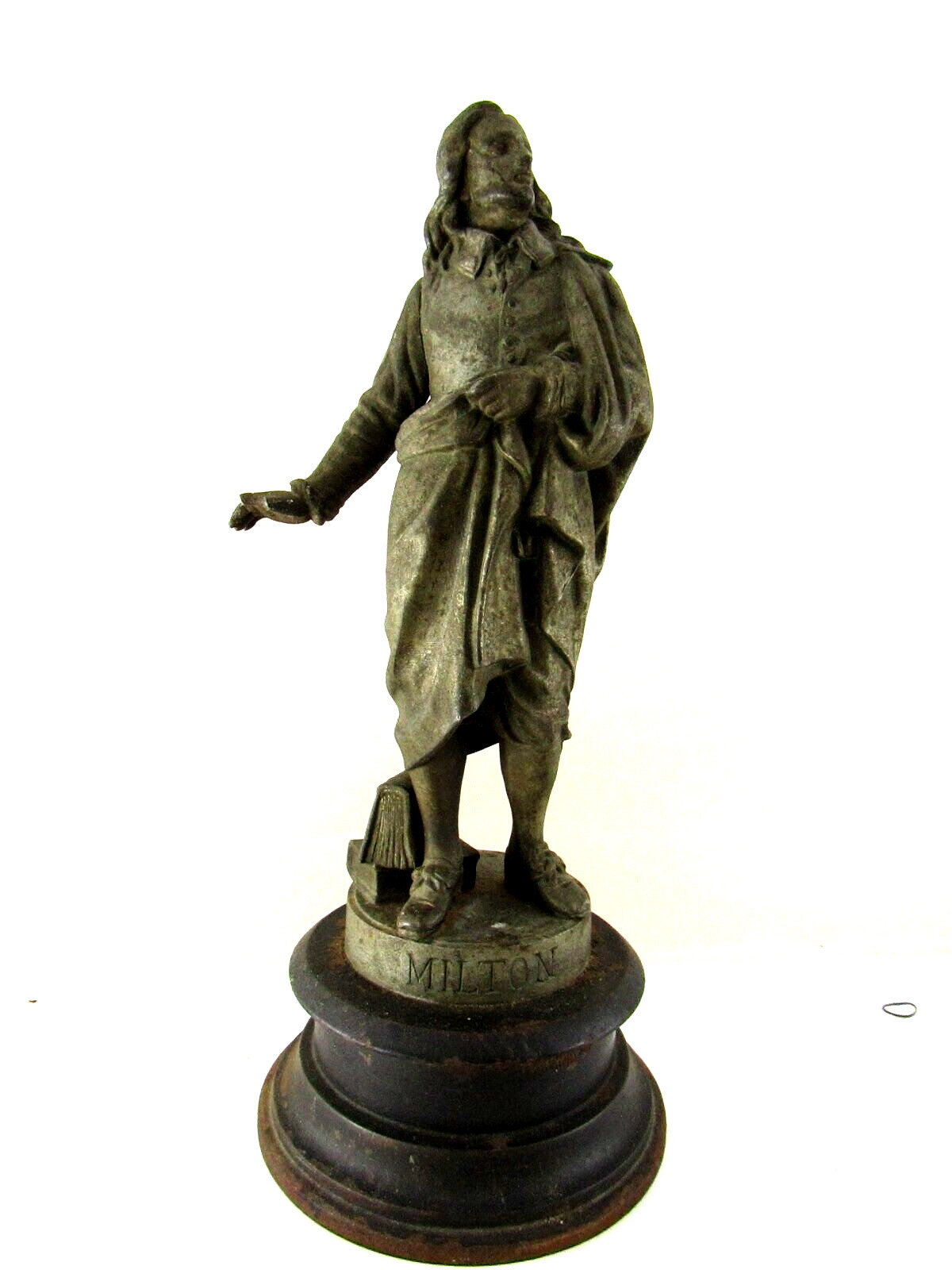 Antique Metal Statue of Poet John Milton 14 5/8″