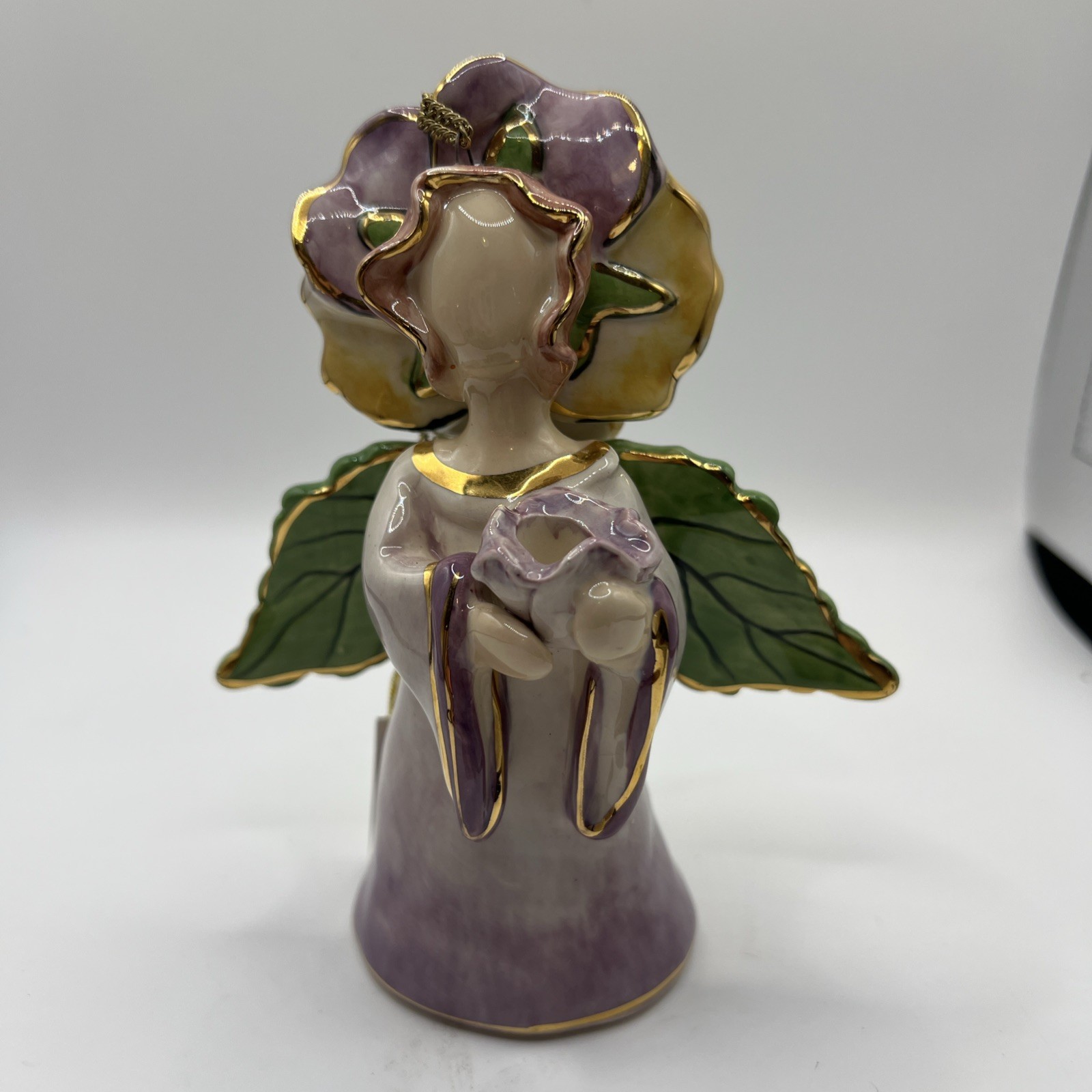 Blue Sky Clayworks Angel Purple Pansy Fairy 2004 Signed Hanging Chime Bell