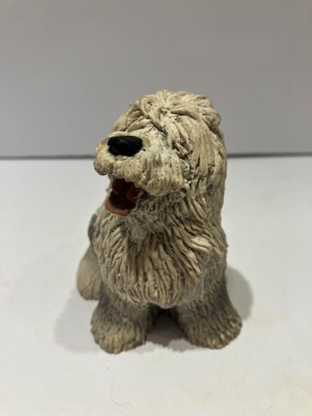 1984 United Design Sheepdog Figurine Stone Critters Dog 3.75 Inches Tall