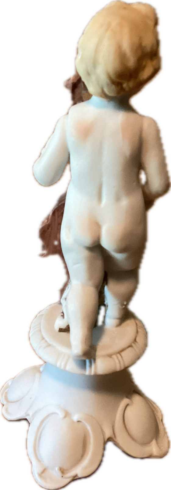 VINTAGE CHERUB FIGURINE PORCELAIN WITH MUSICAL INSTRUMENT 6.25”