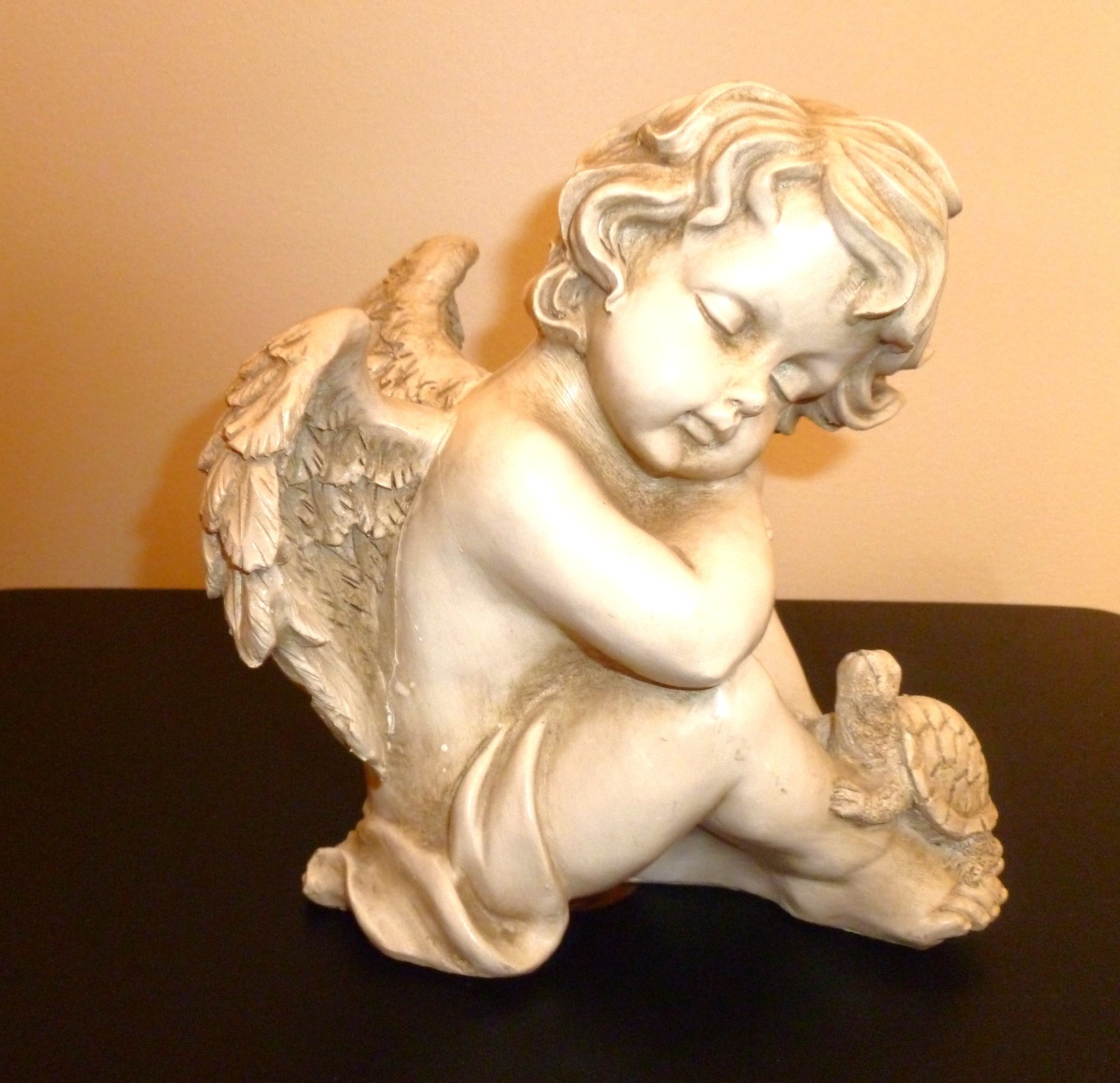 Sitting Angel Statue w/Turtle