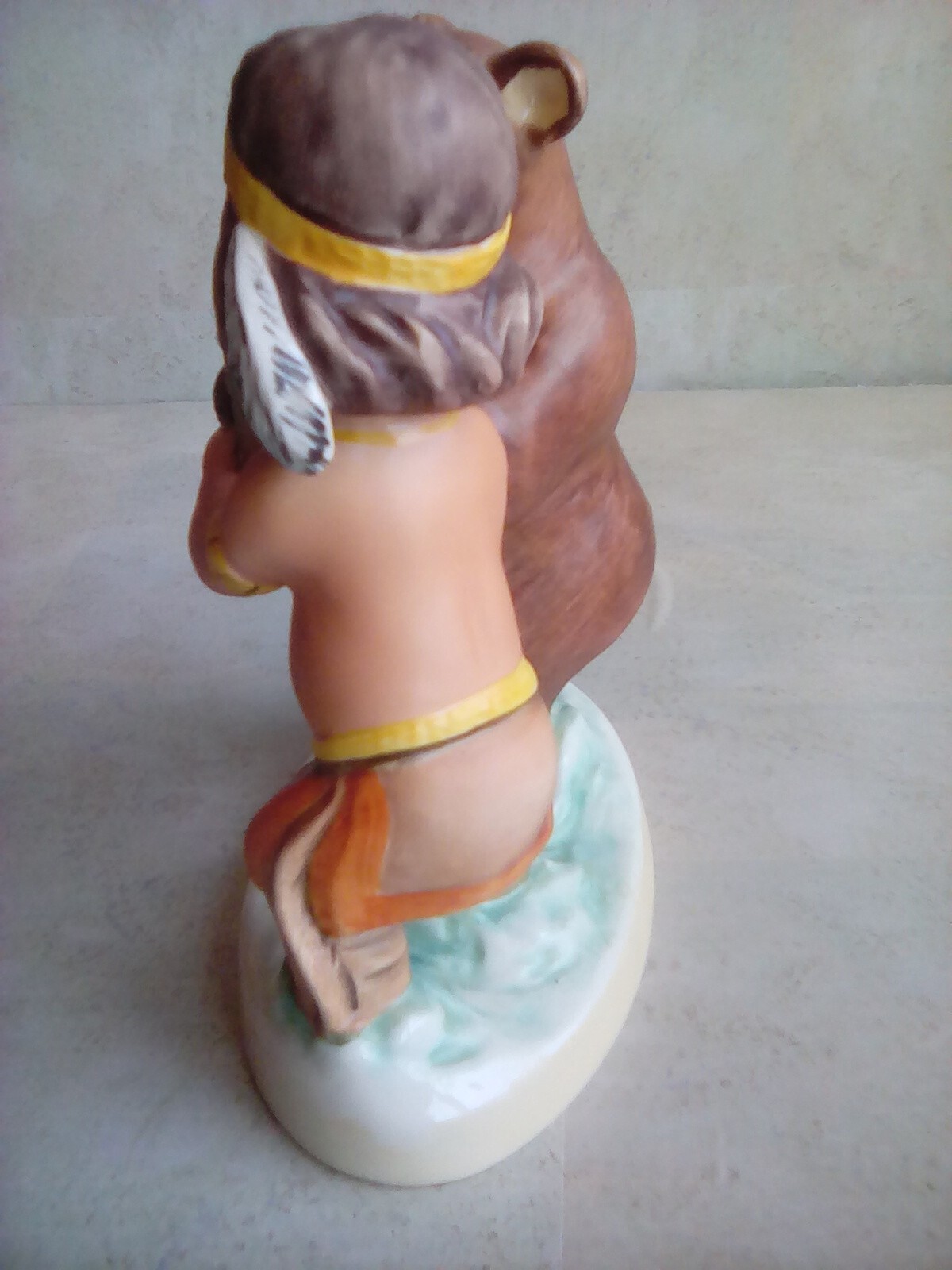 Goebel Hummel Bear and Native Boy WHO’S FISH? 5.5x5x3″ Germany Initialed MA 7d