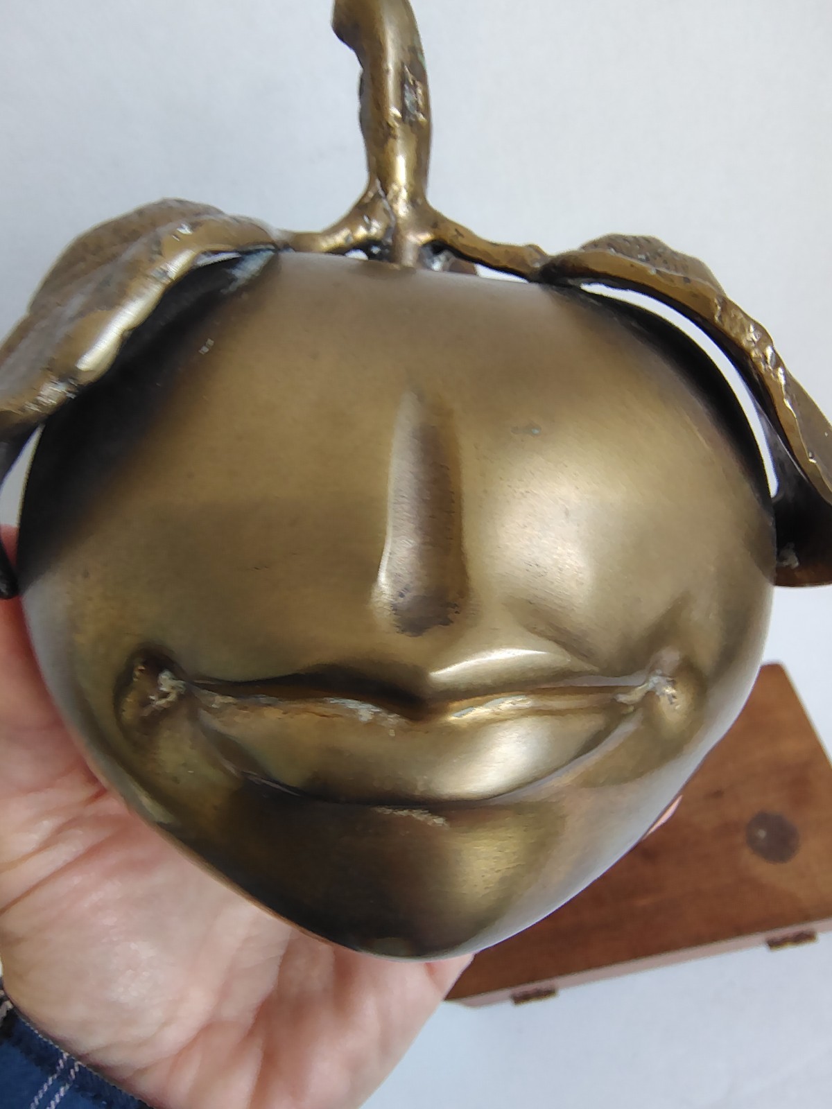 Surrealist Brass Apple Face Figure
