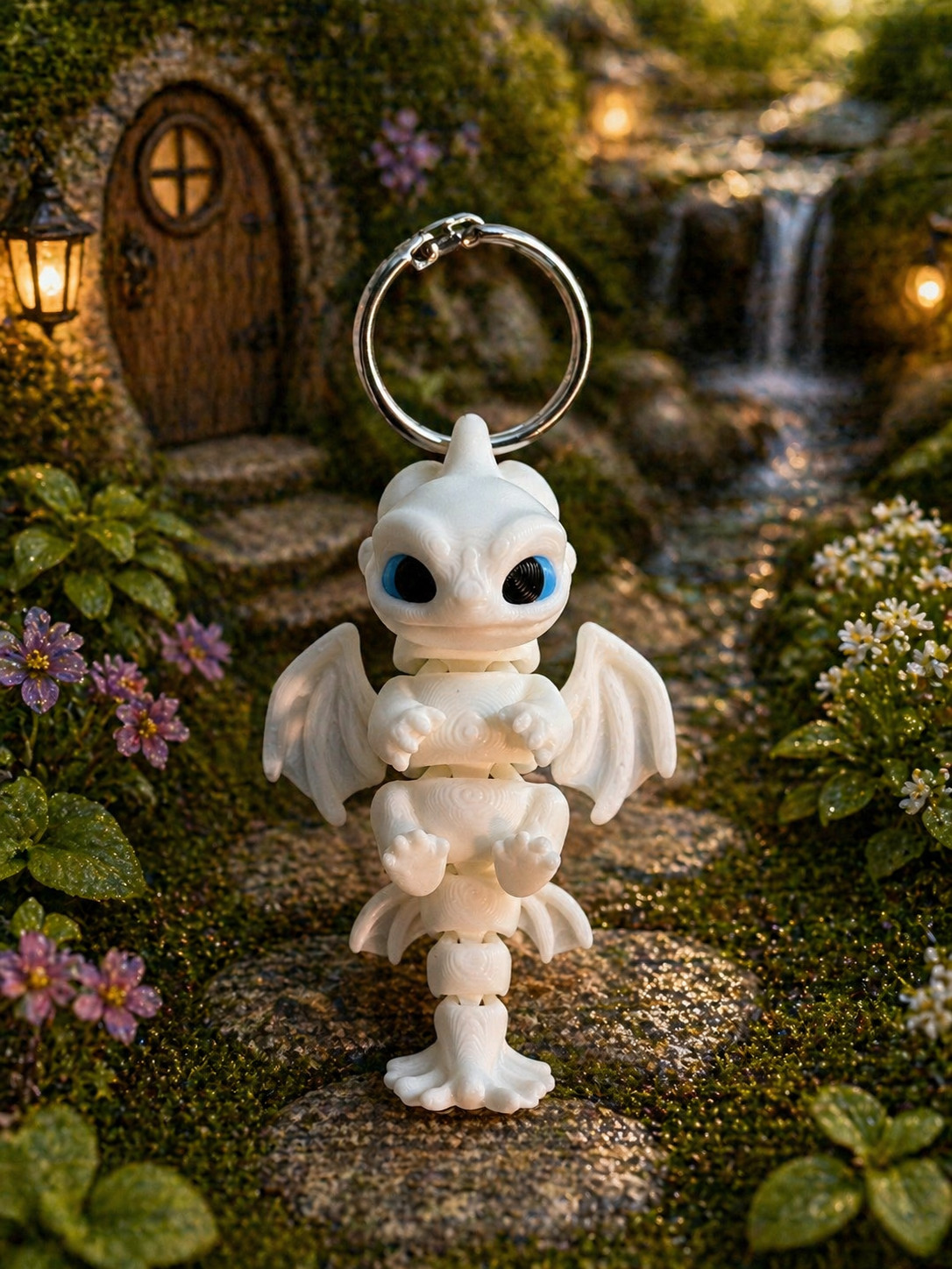 White Dragon Keychain 2.75″ x 1.75″ | Mini Fantasy Dragon