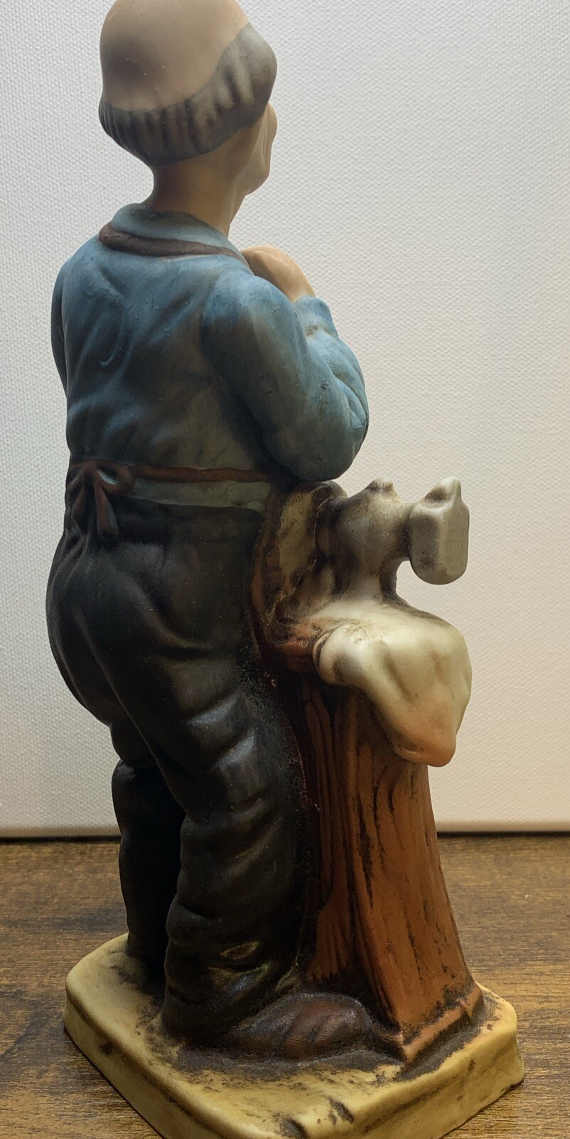 OLD MAN FIGURINE WITH SEWING MACHINE VINTAGE Marked Fine Porcelain
