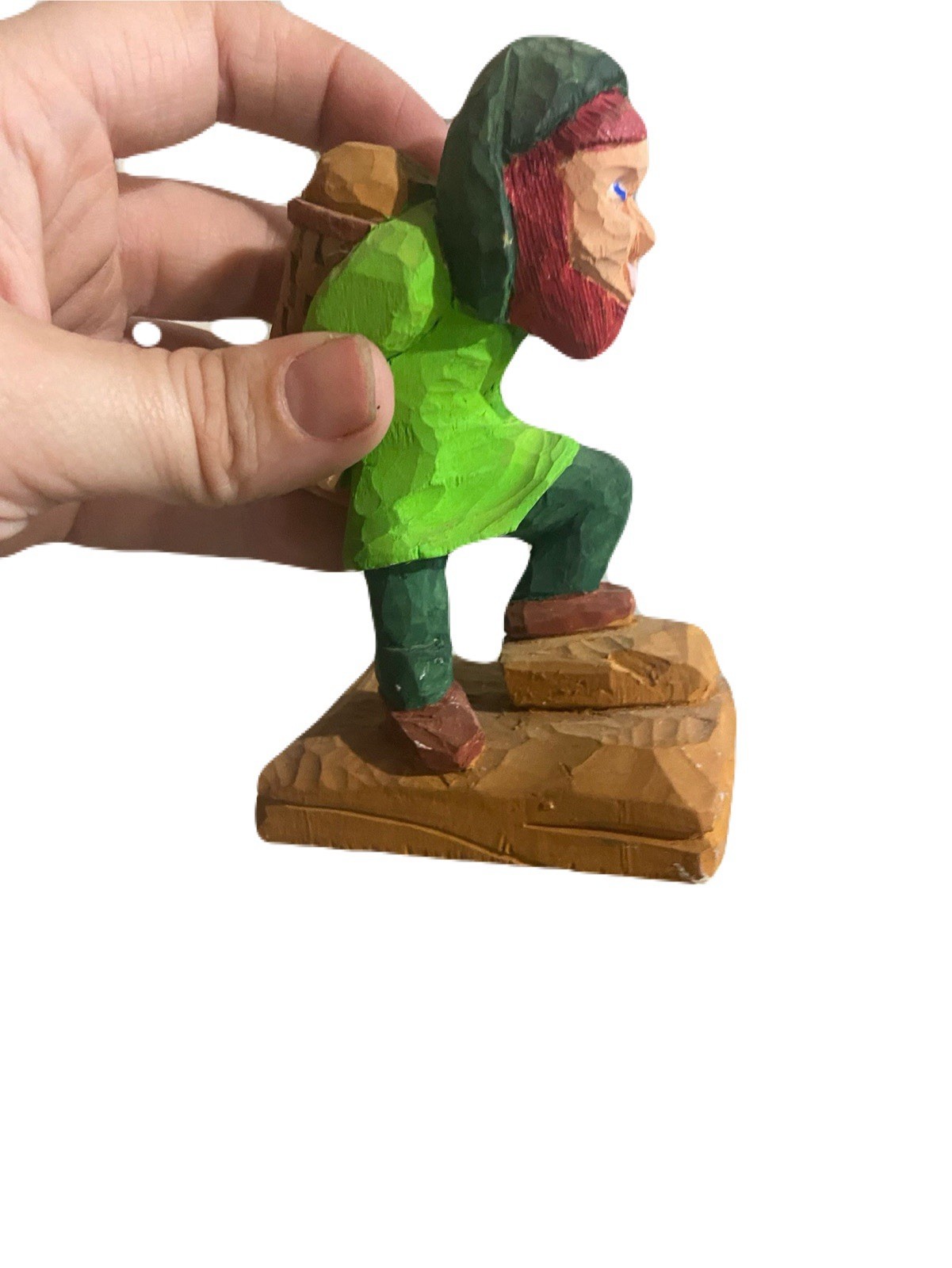 Hand Carved Wooden Leprechaun ￼