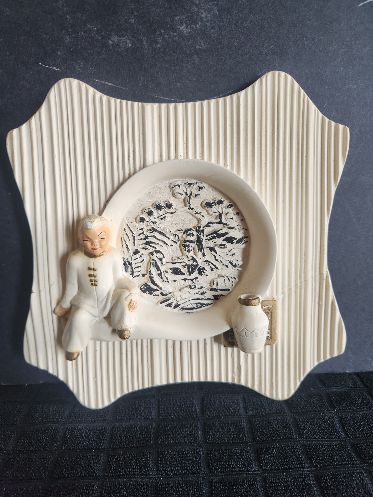 Vintage Chalkware Asian Themed Wall Hanging Plaques 1958 by Silvestri Bros. READ