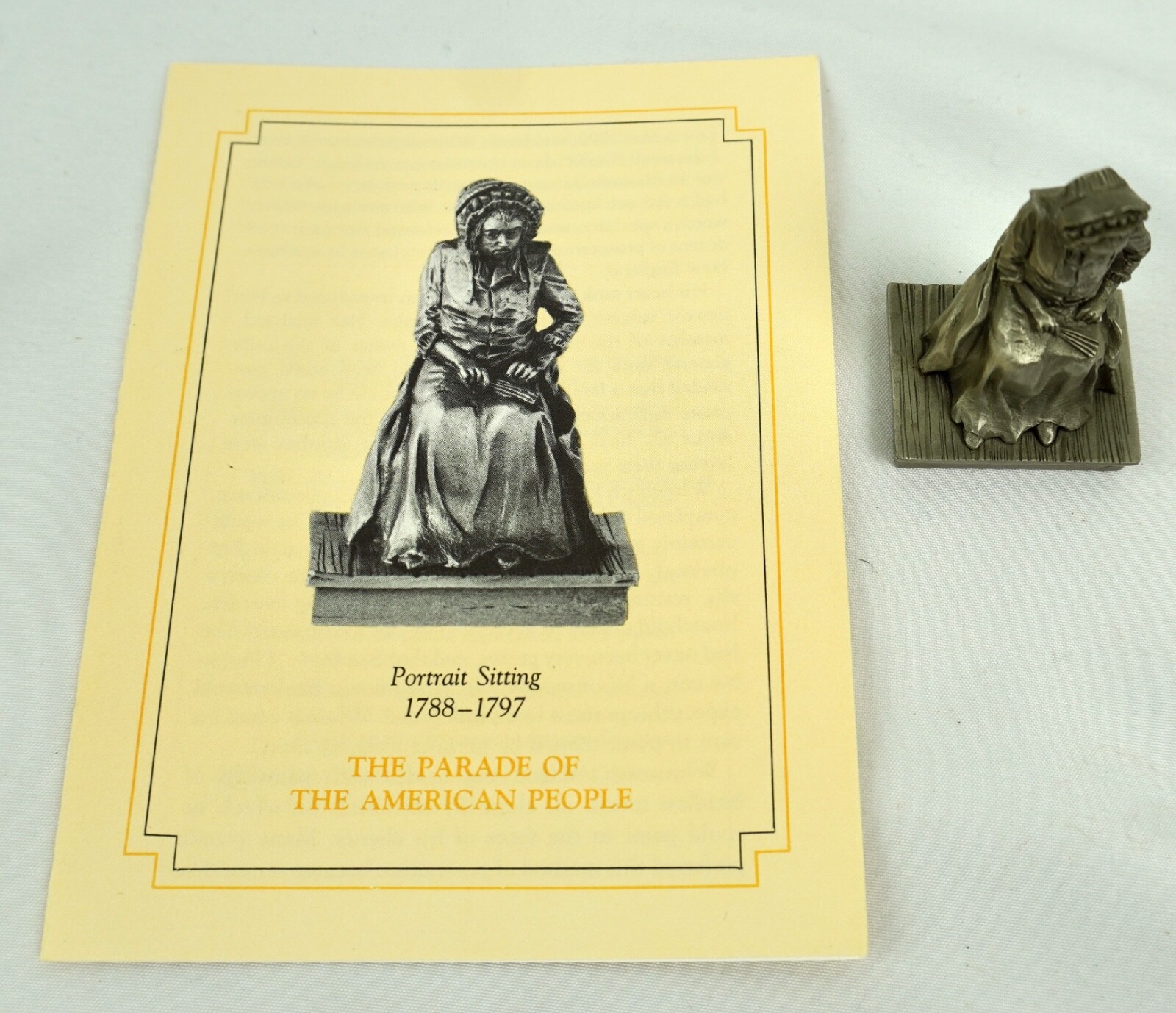 Franklin Mint Portrait Sitting 1788-1797 Pewter Figurine Sculpture VTG American