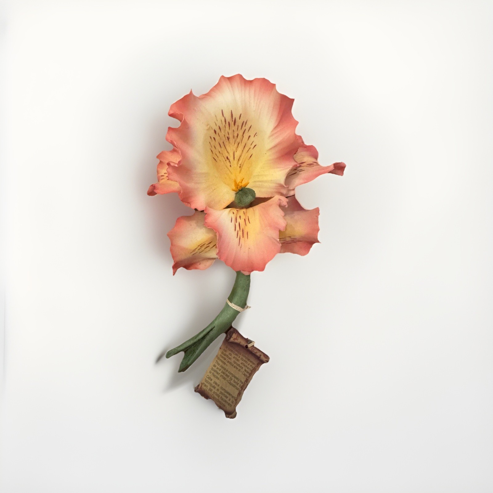 Made in Italy Fabar Capodimonte Porcelain/ Pink & Yellow Orchid. Mint Condition