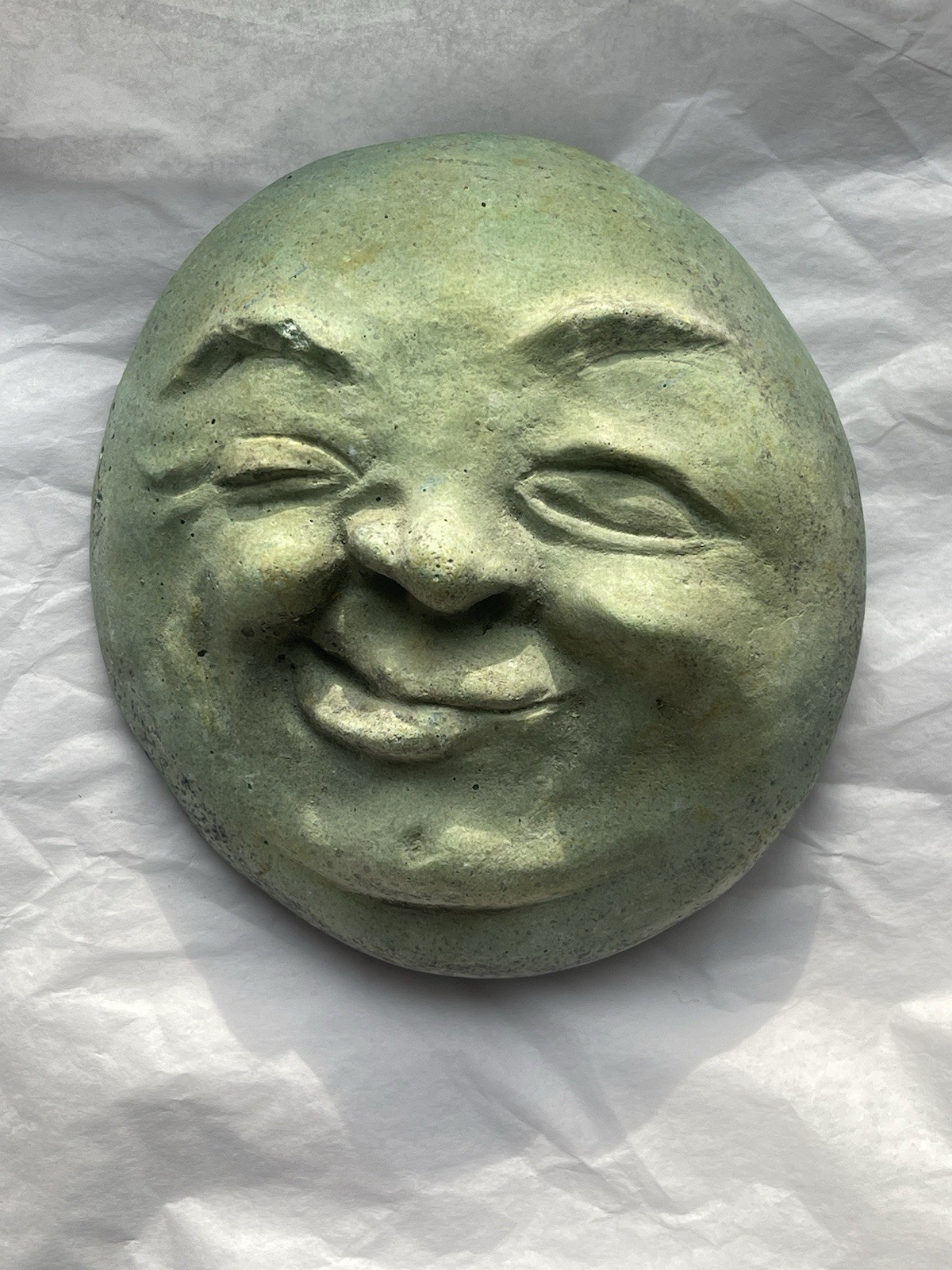 Blue Green Man In The Moon Chalkware Wall Hanging Possibly Admiration Cigars
