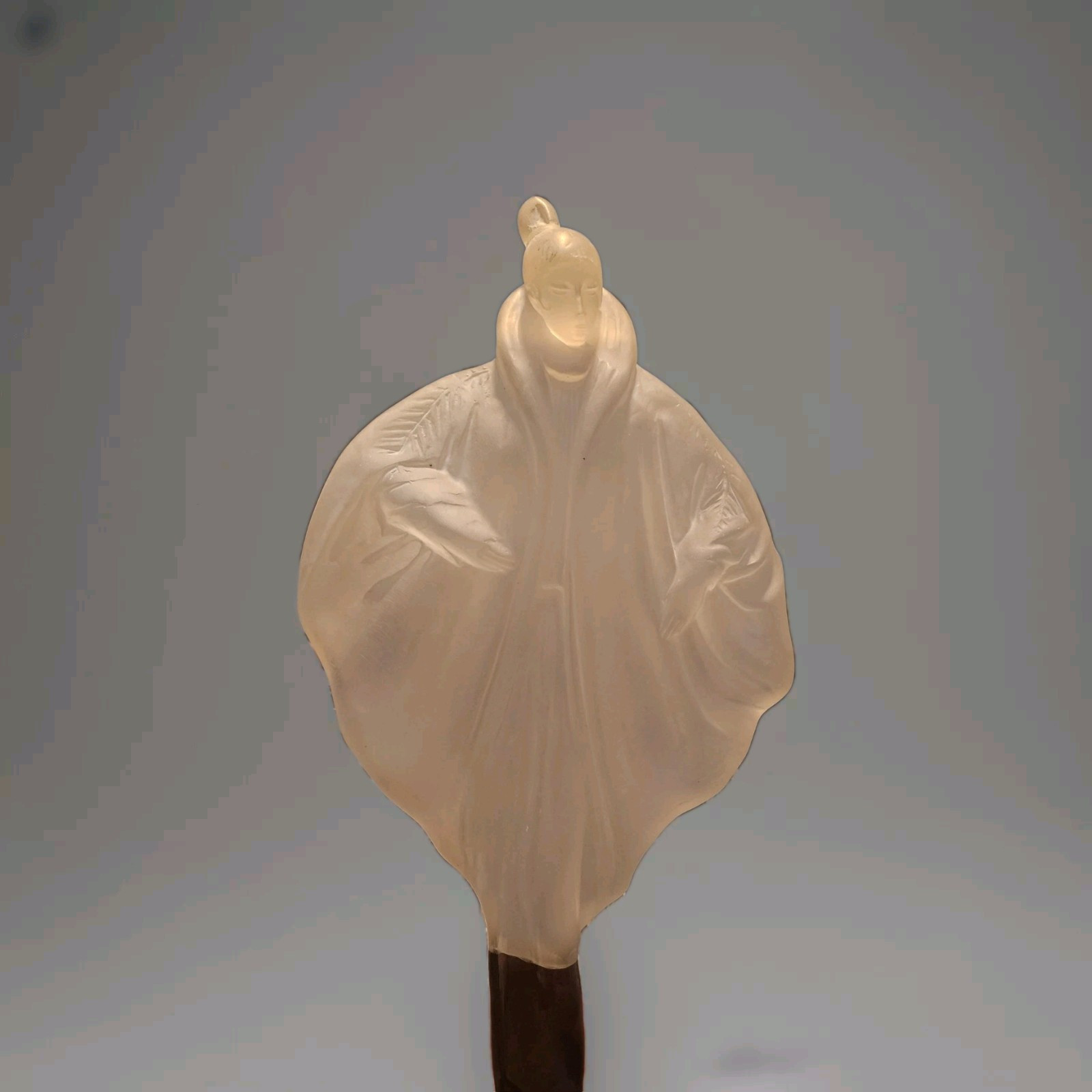 Elegant Frosted Asian Style Female Statue Figure Sculpture Art Deco Lucite Resin
