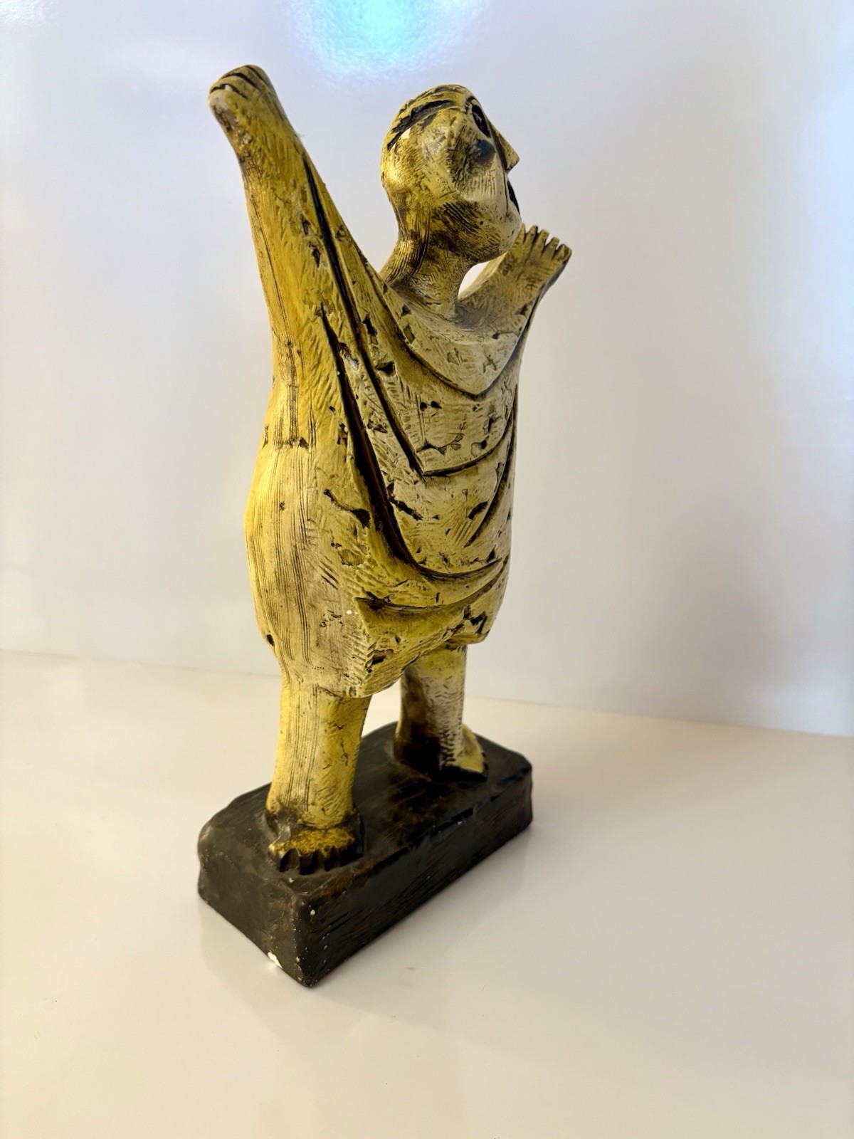 Yellow Man MCM Bitossi Style Pottery Emo Figure Brutalist Folk Art Sculpture 11”
