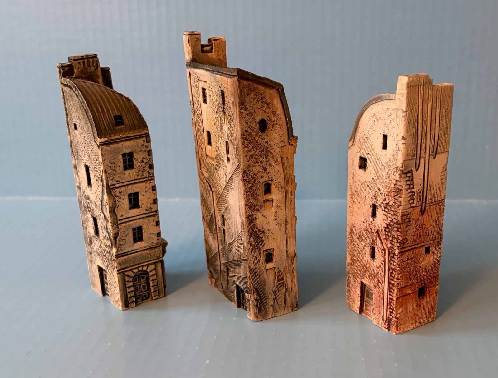 3 Gault ceramic houses miniature buildings Paris 1985, wargame 15mm