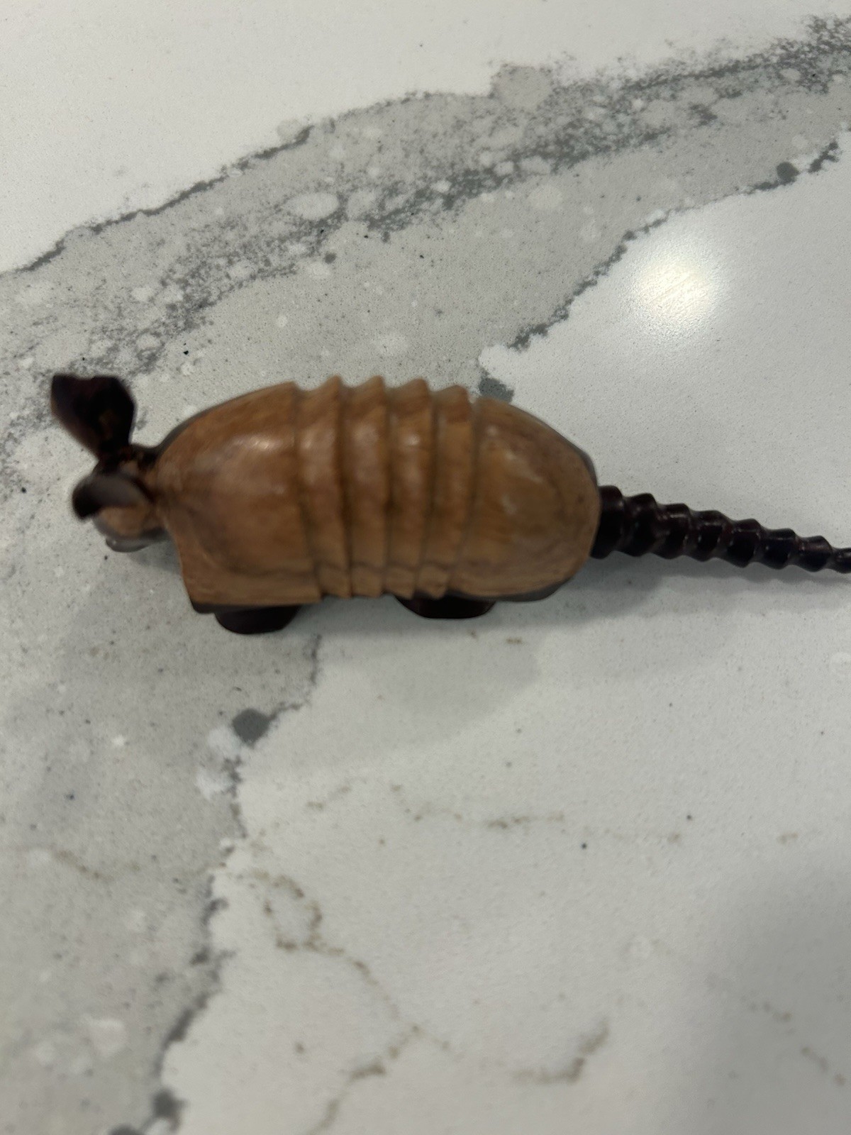 Hand carved wood Two Tone Armadillo Figurine 4”