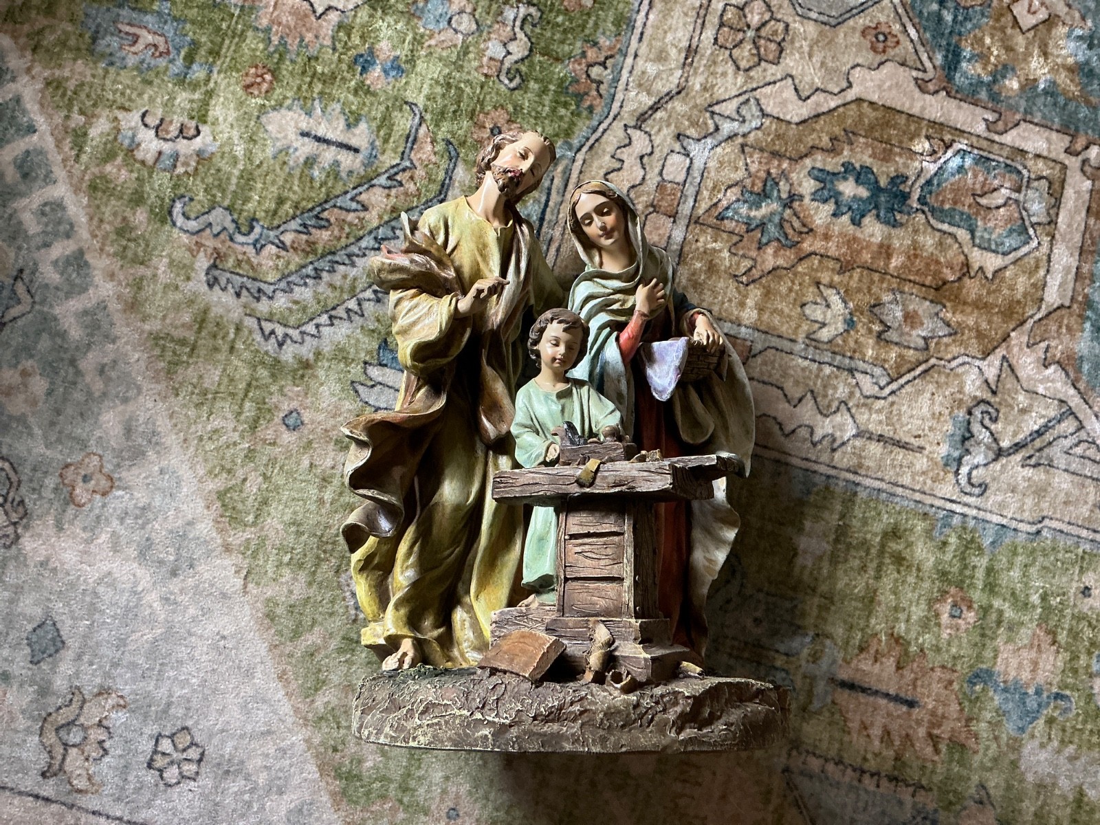 Roman Joseph’s Studio Holy Family in Carpenter Shop Figurine 8.5 Inch