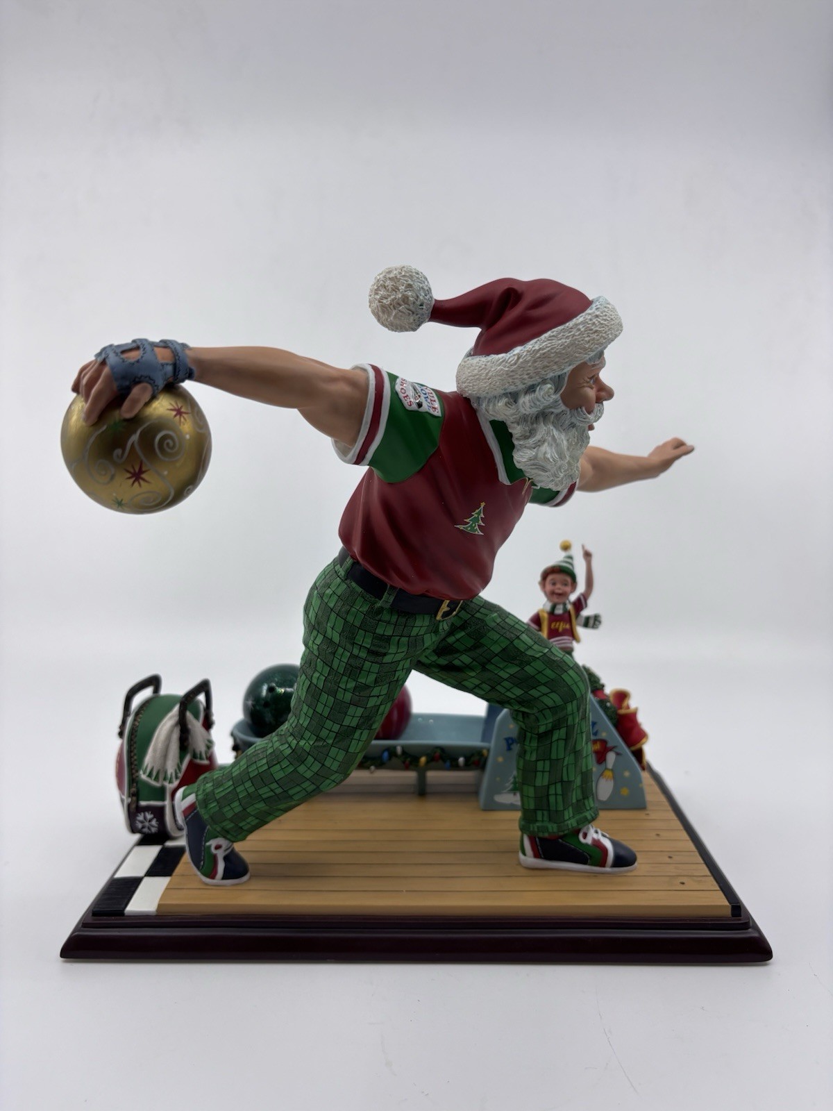 RARE Danbury Mint Bowling Santa Christmas Figurine