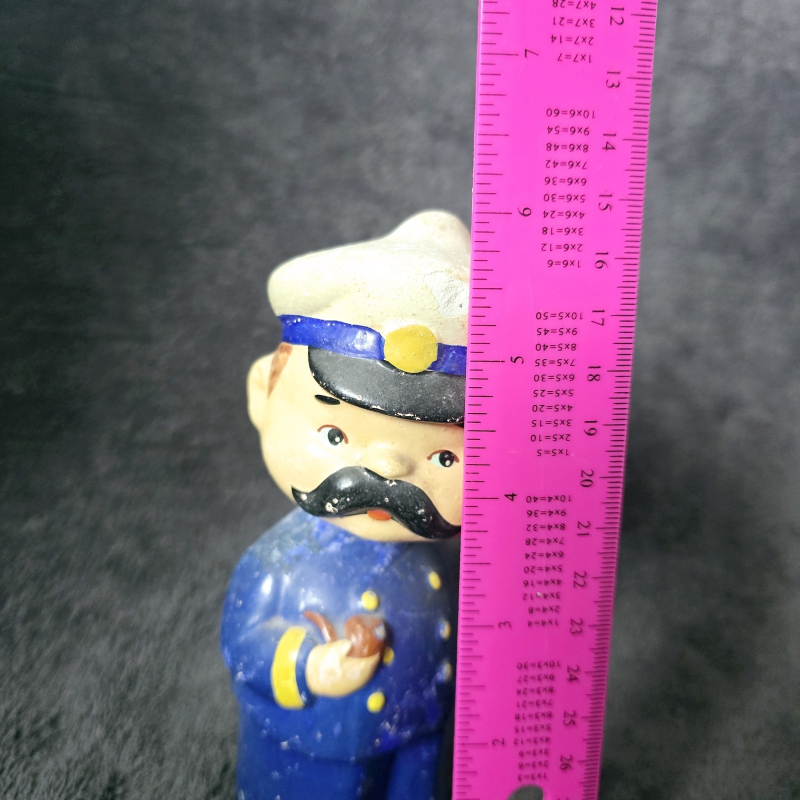 Vintage 1950s Paper-Mâché Bobblehead Nodder Ship Captain Figurine Holding Pipe
