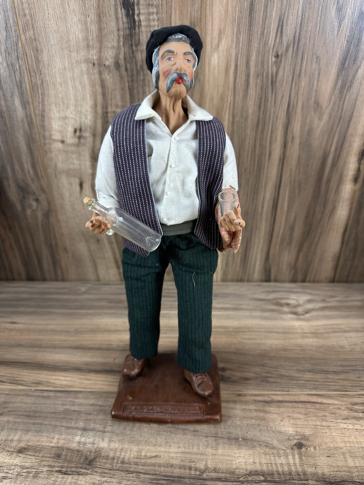 Vintage Figurine Terracotta French Santon by Truffier Douzon Drinker 12″