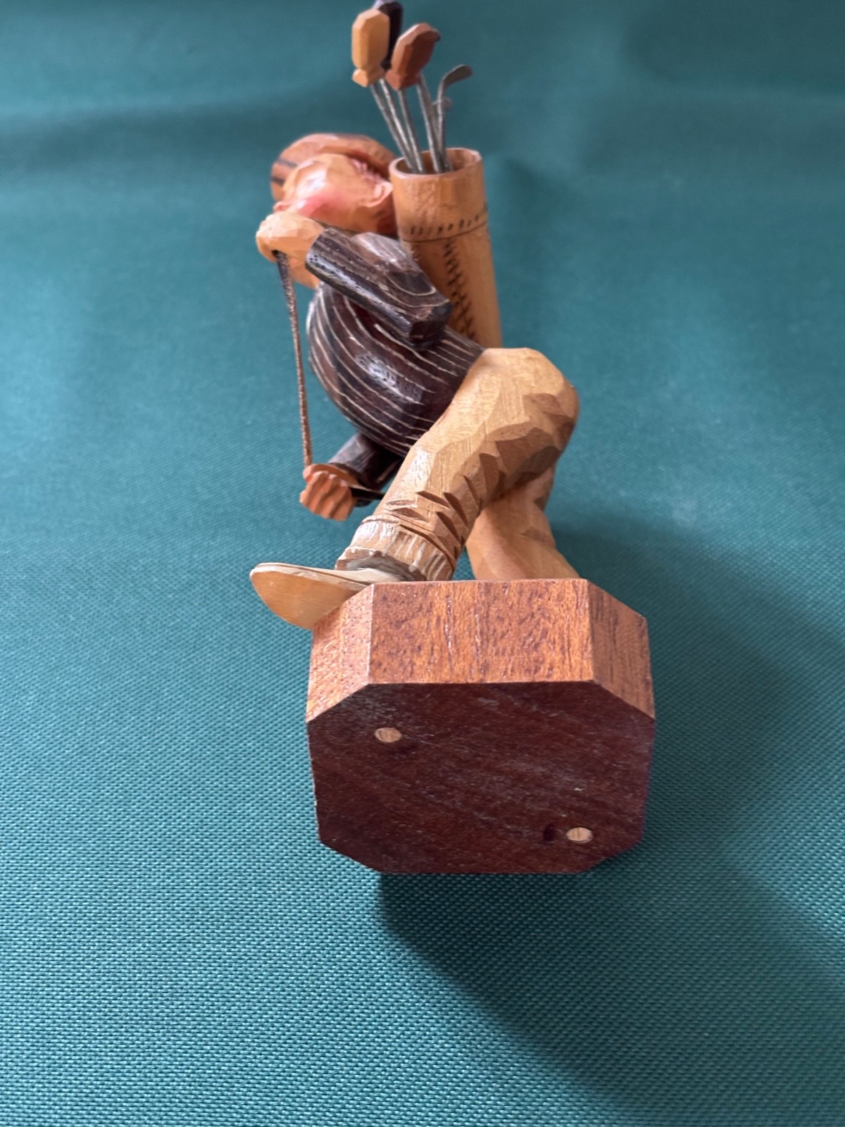 Carved Wooden Golfer Figurine. 7 inches tall. Great Gift For Golfers