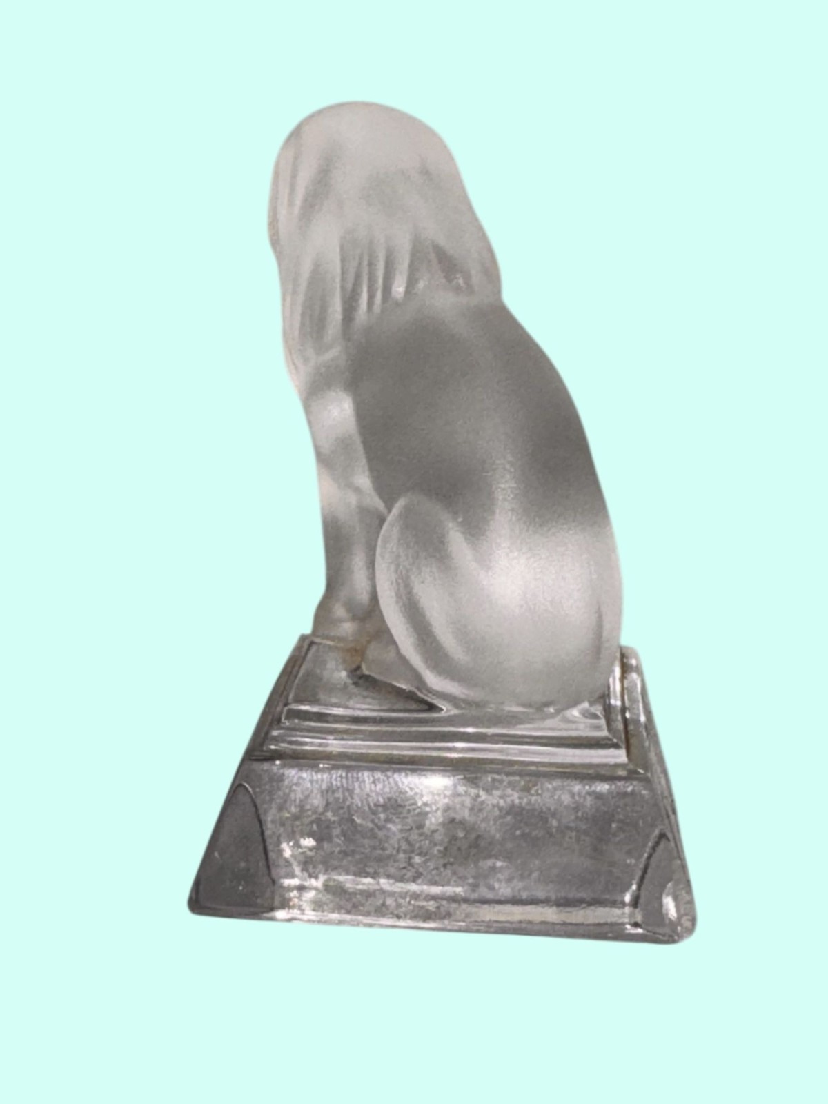 Frosted Glass Lion Figurine On Clear Base By Goebel – 2.75 Inches Tall