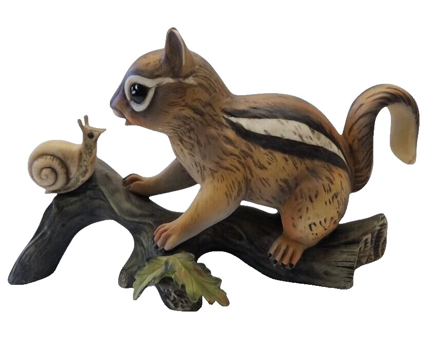 Home Interior HOMCO Figurine Squirrel & Snail Masterpiece Porcelain Collection