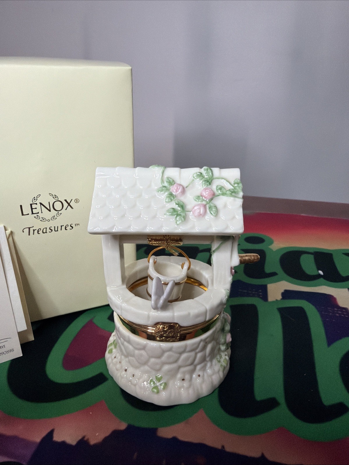 LENOX GARDEN WISHES TREASURE BOX wishing well sculpture – – NEW in BOX with COA