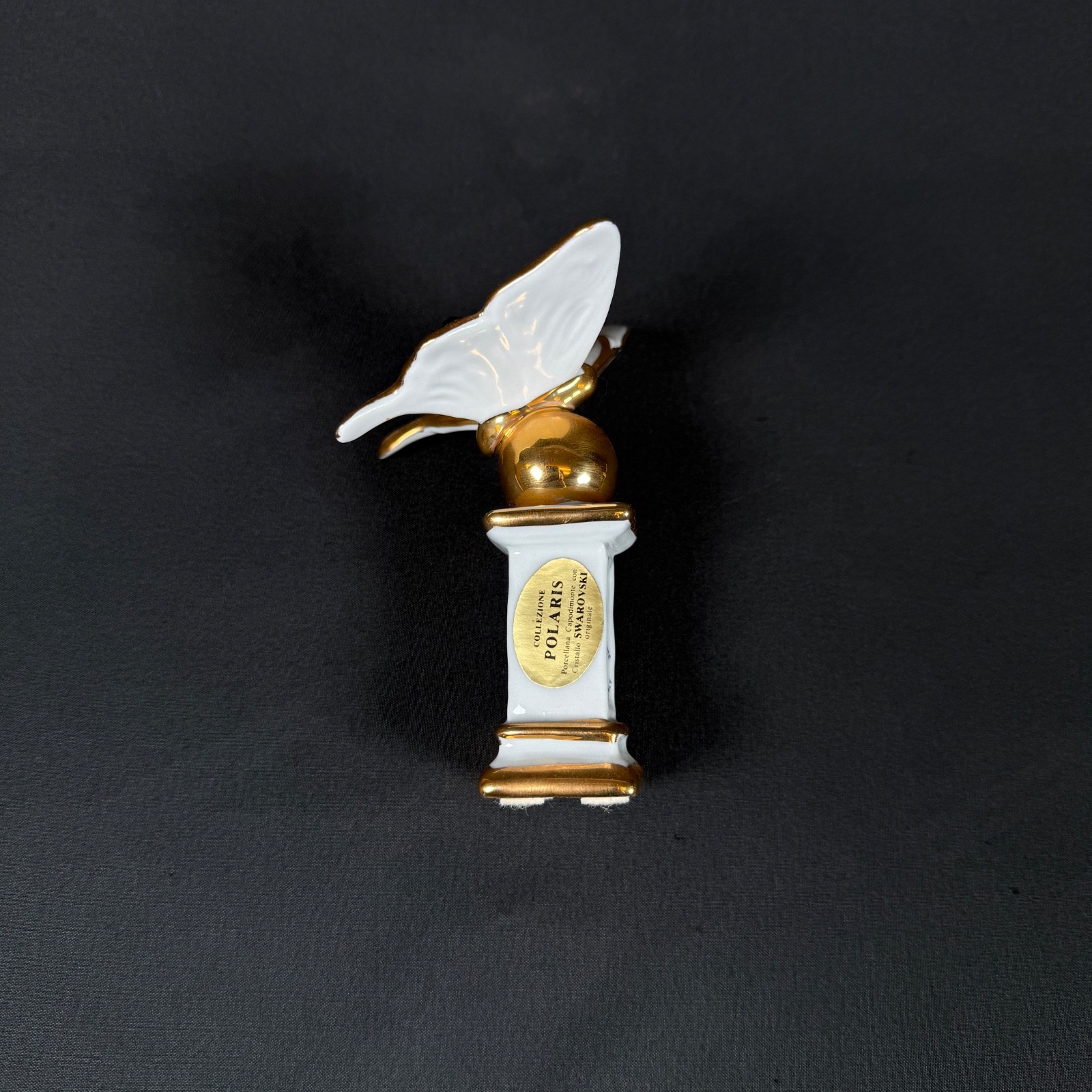 Capodimonte Butterfly porcelain figurine on stand w Swarovski Polaris Crystals