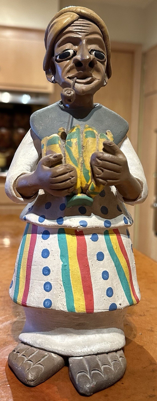 Vintage Luiz Galdino Brazilian Folk Art Ceramic Caruaru Banana Woman Signed