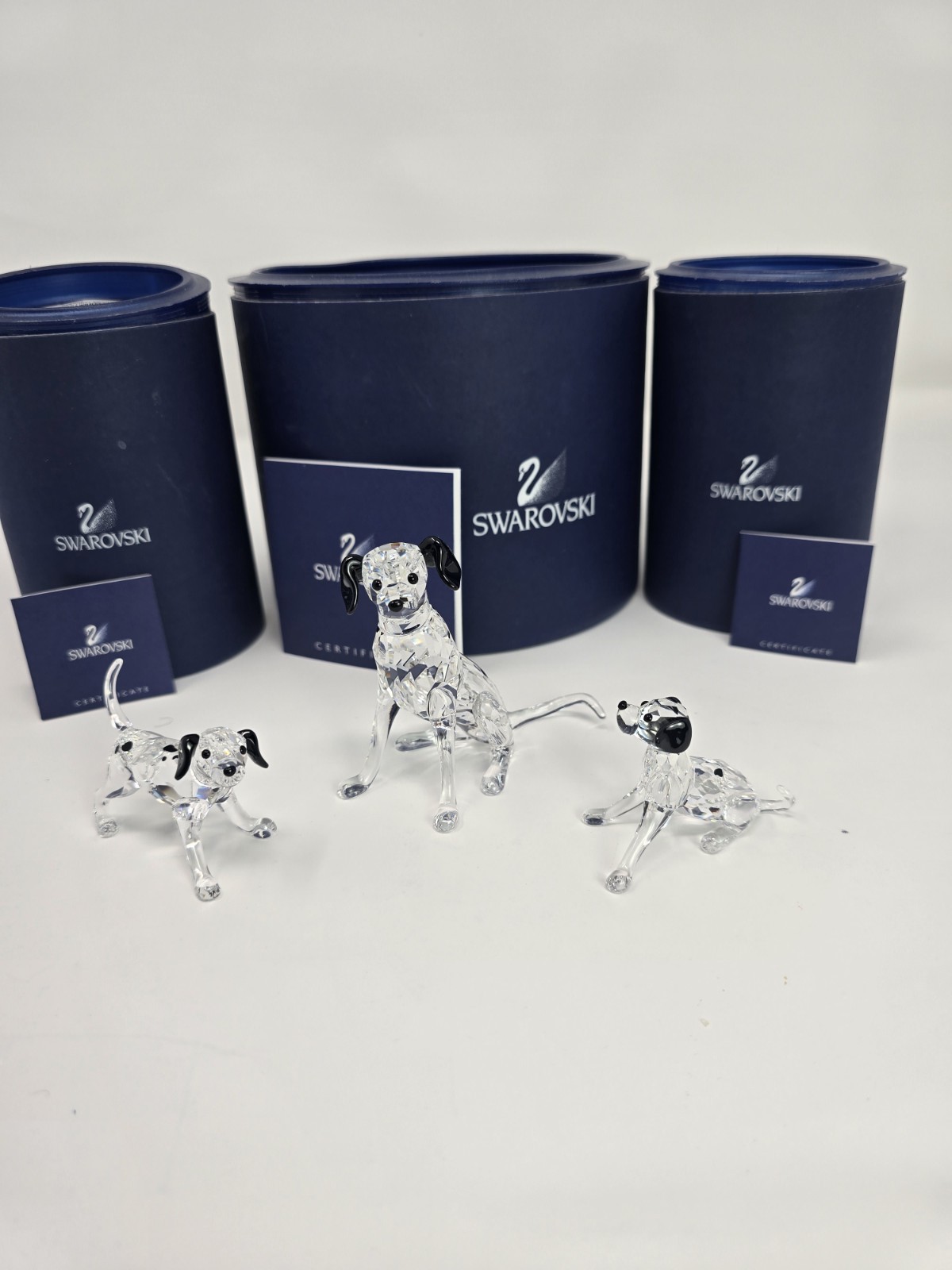 SWAROVSKI Crystal Dalmatian Mother & 2 Puppies Signed By Designer Edith Mair