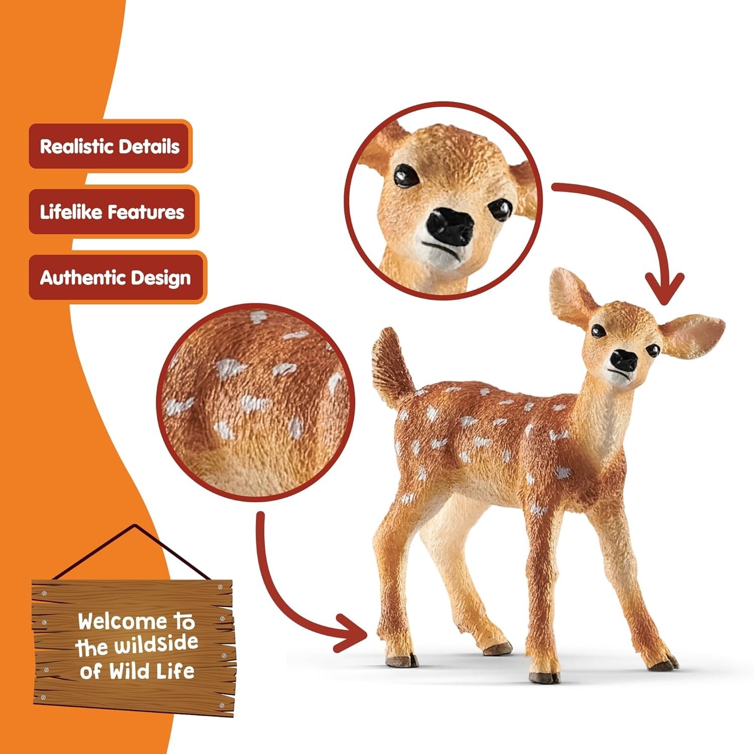 Detailed White-Tailed Fawn Figurine – Fun 2.1 Inch Play Figure for Boys & Girls