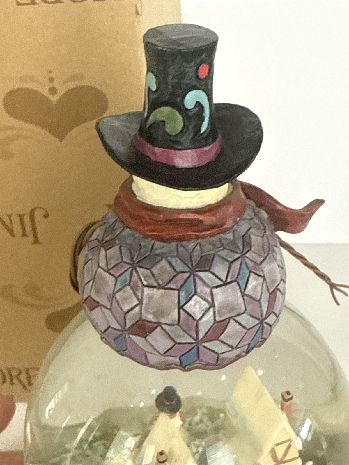 Jim Shore Frosty Days Warm Hearts 4017628 Snowman w Winter Scene Waterball 2010
