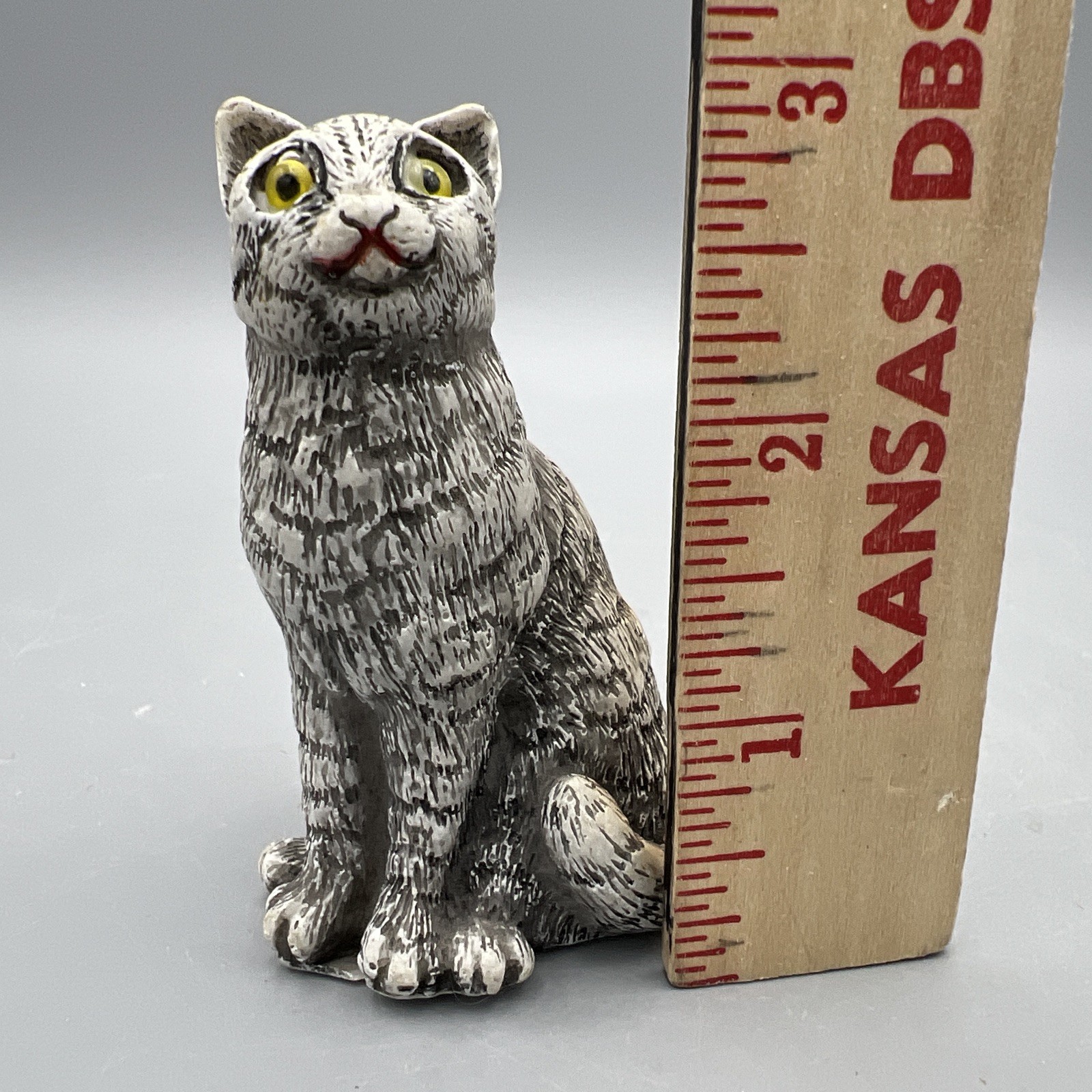 Vintage A Lucchesi FARO Kitty Cat Figurine Made Italy Gray Resin