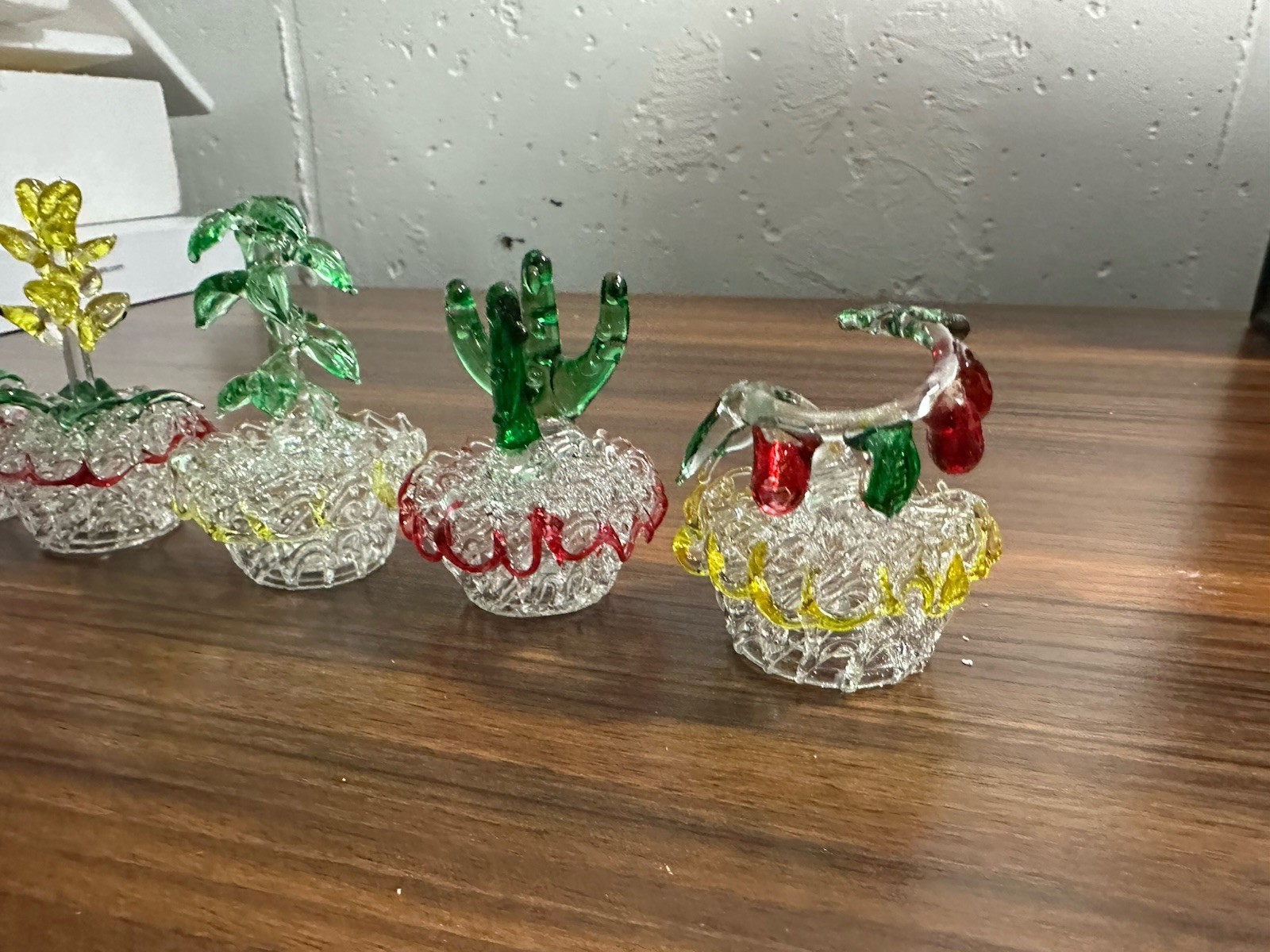 Mini Blown Glass Figurine Plant Set