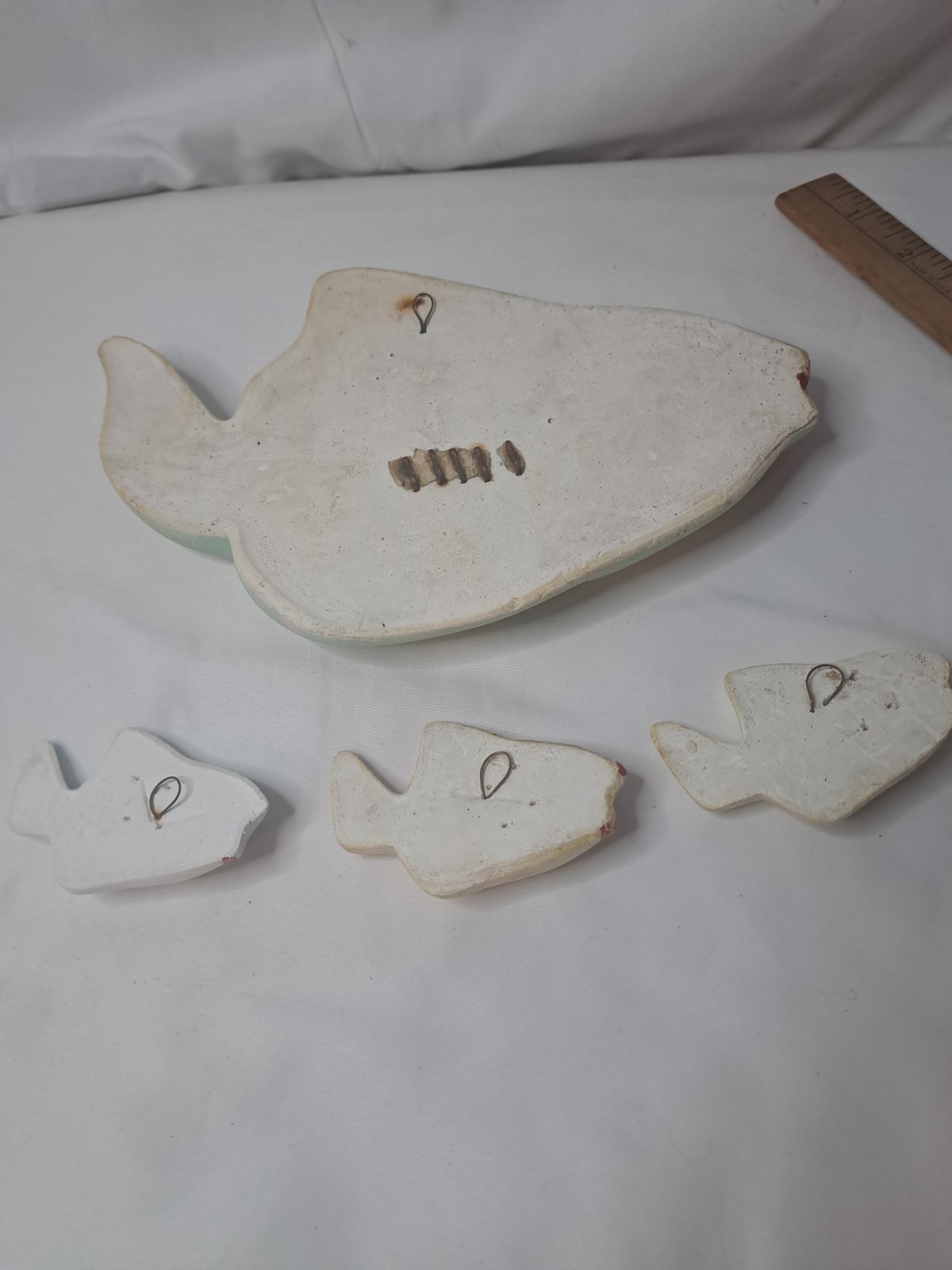 Vtg Miller Studio Chalkware Fish Hanging Wall Décor 4 Pcs-Wear & Chips-*READ*