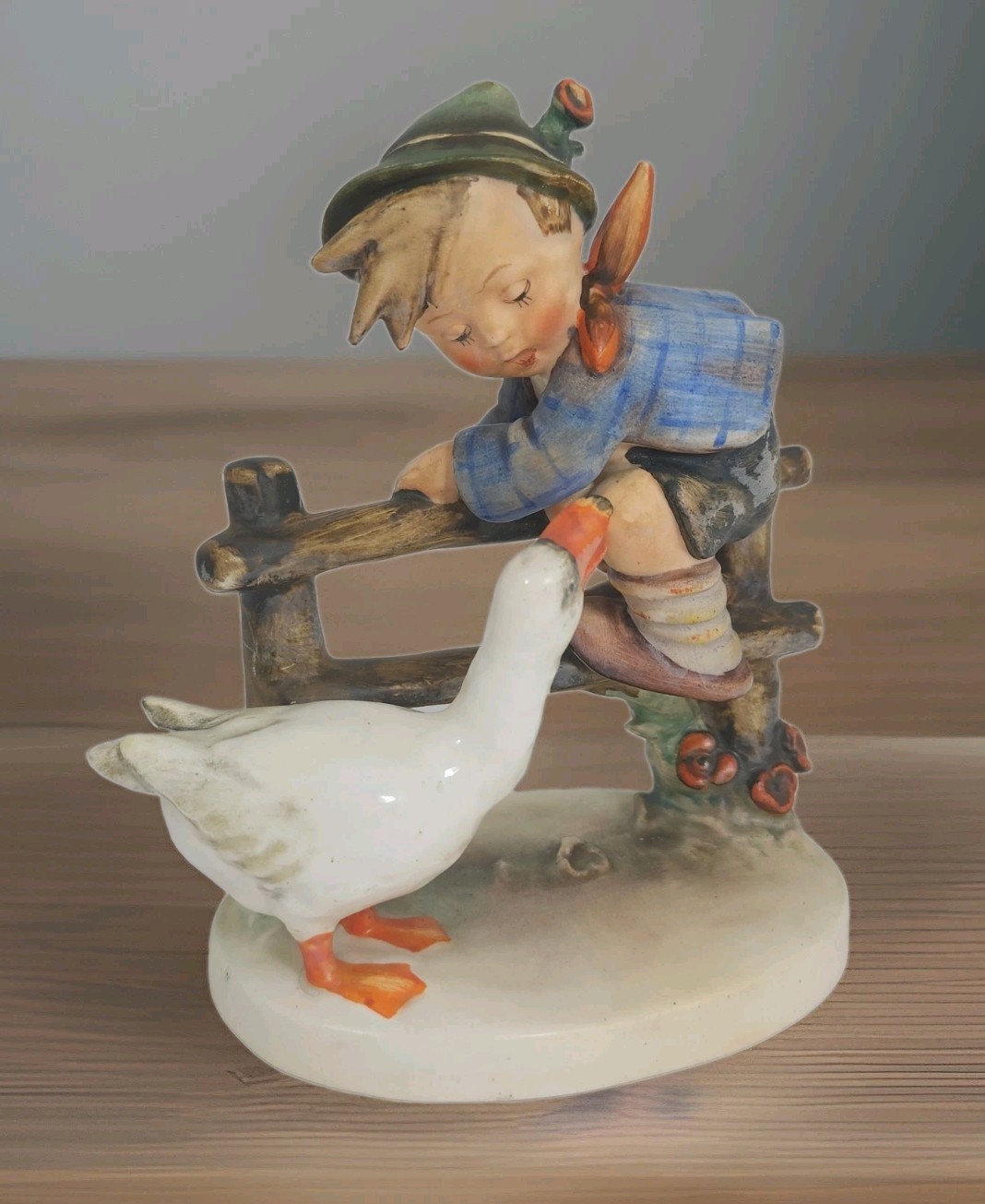 Vtg Goebel Hummel 195 Barnyard Hero TMK-2 Full Bee Germany Glossy Goose Variant