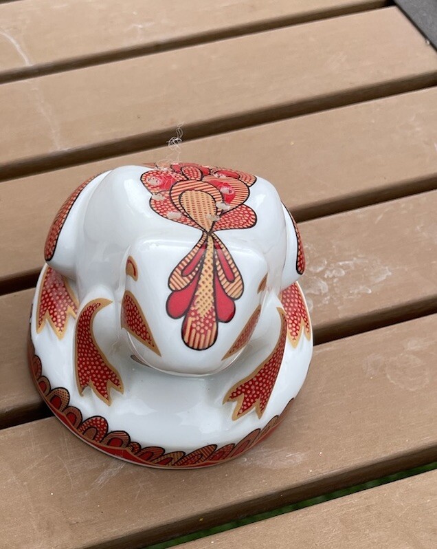 VTG Elizabeth Arden Orange RED Ceramic Frog Pomander Sachet Diffuser Decor