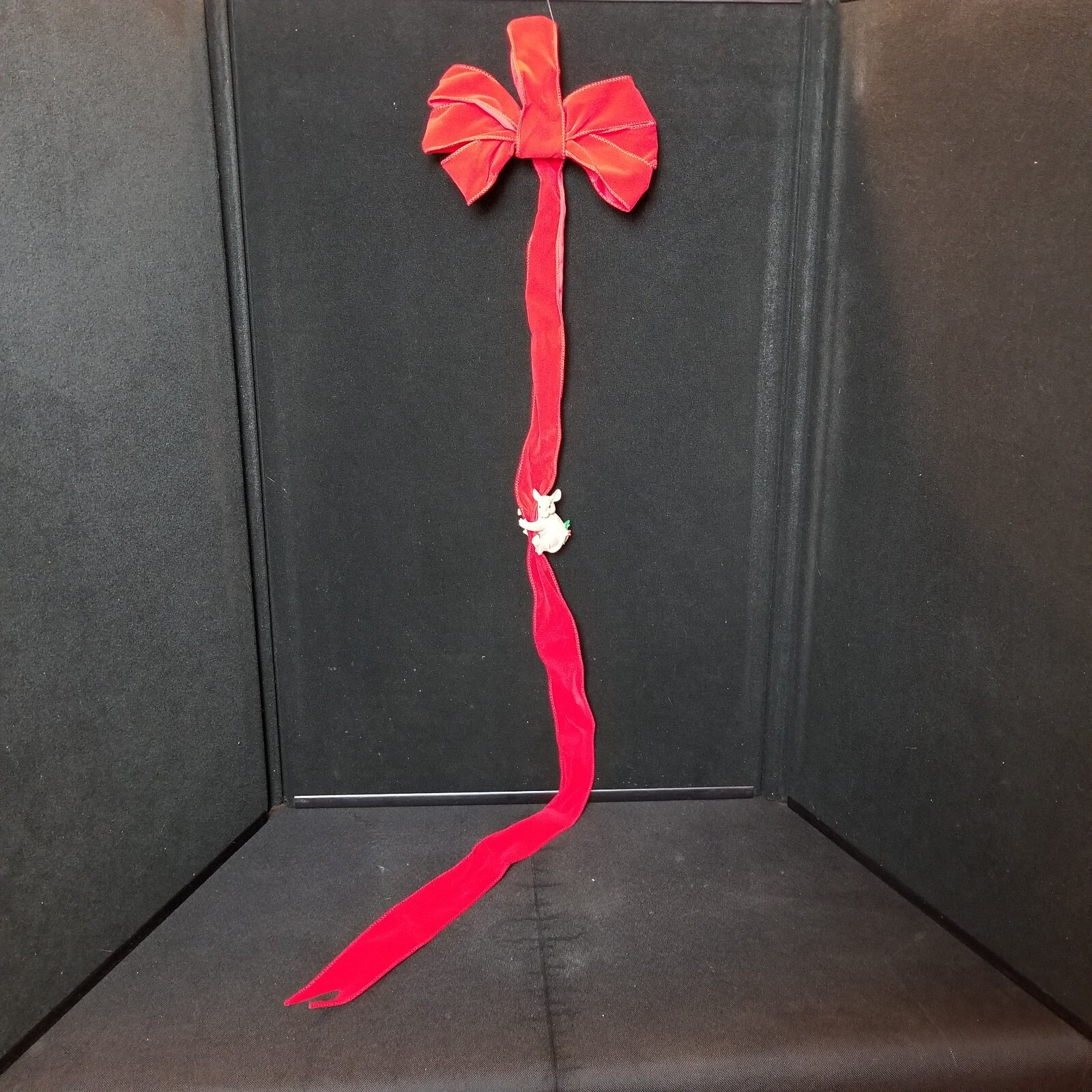 Vtg 1994 Charming Tails Mouse Figurine Red Christmas Bow Cardholder RARE HTF 40″